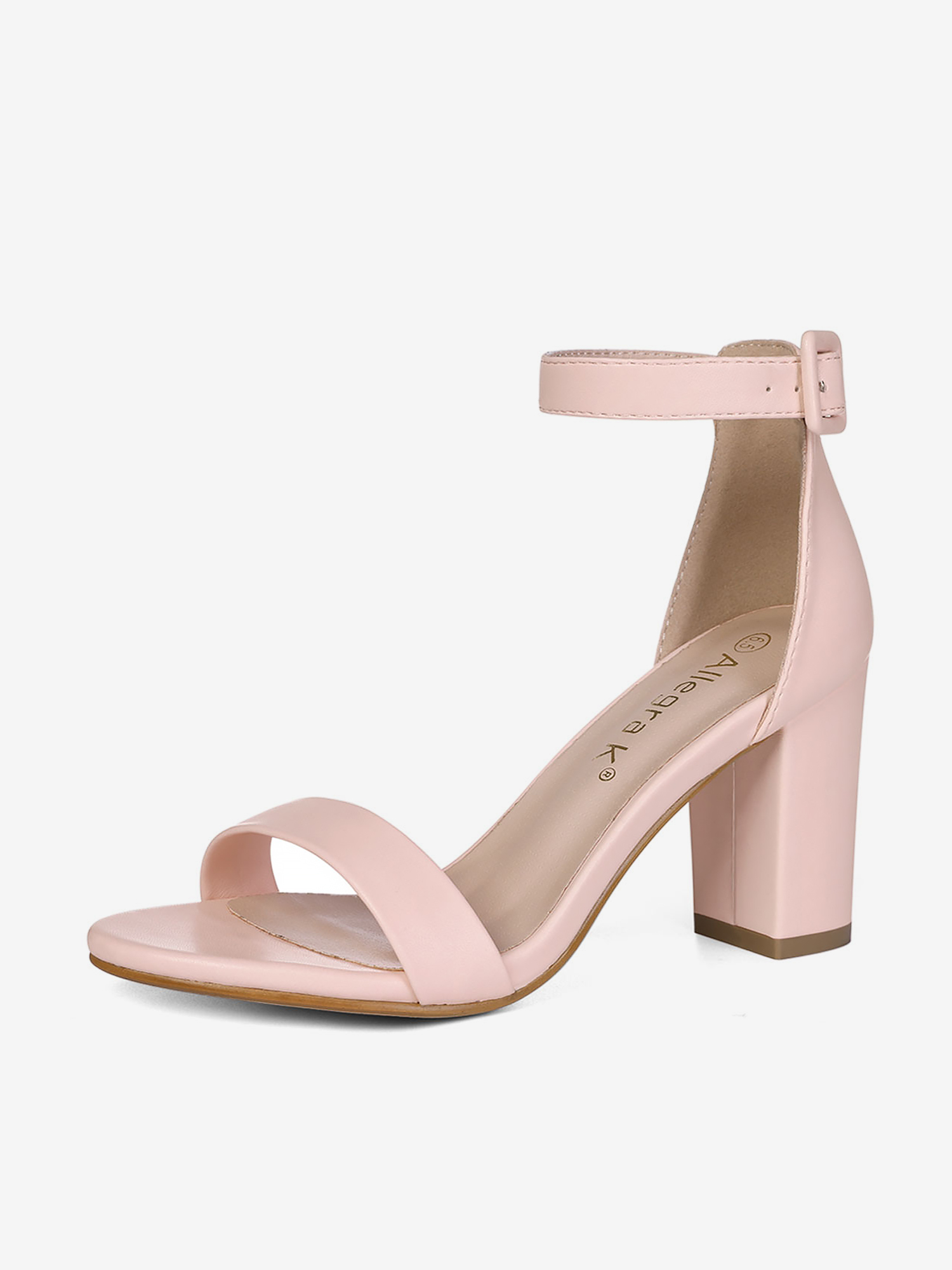 Open Toe Ankle Strap Chunky Heel Elegant Sandals Light Pink/7