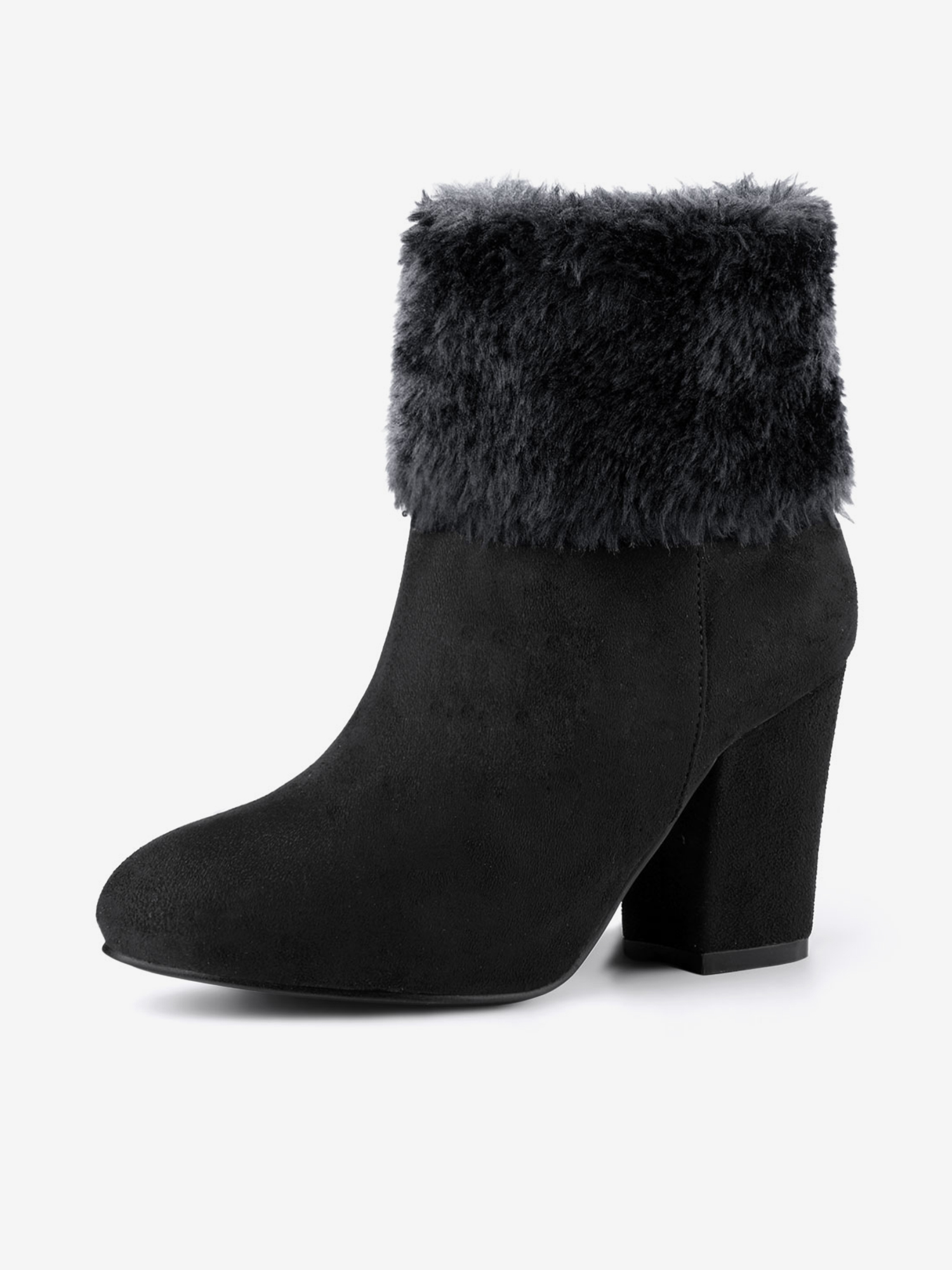 Christmas Faux Fur Chunky Heel Ankle Boots Black/10