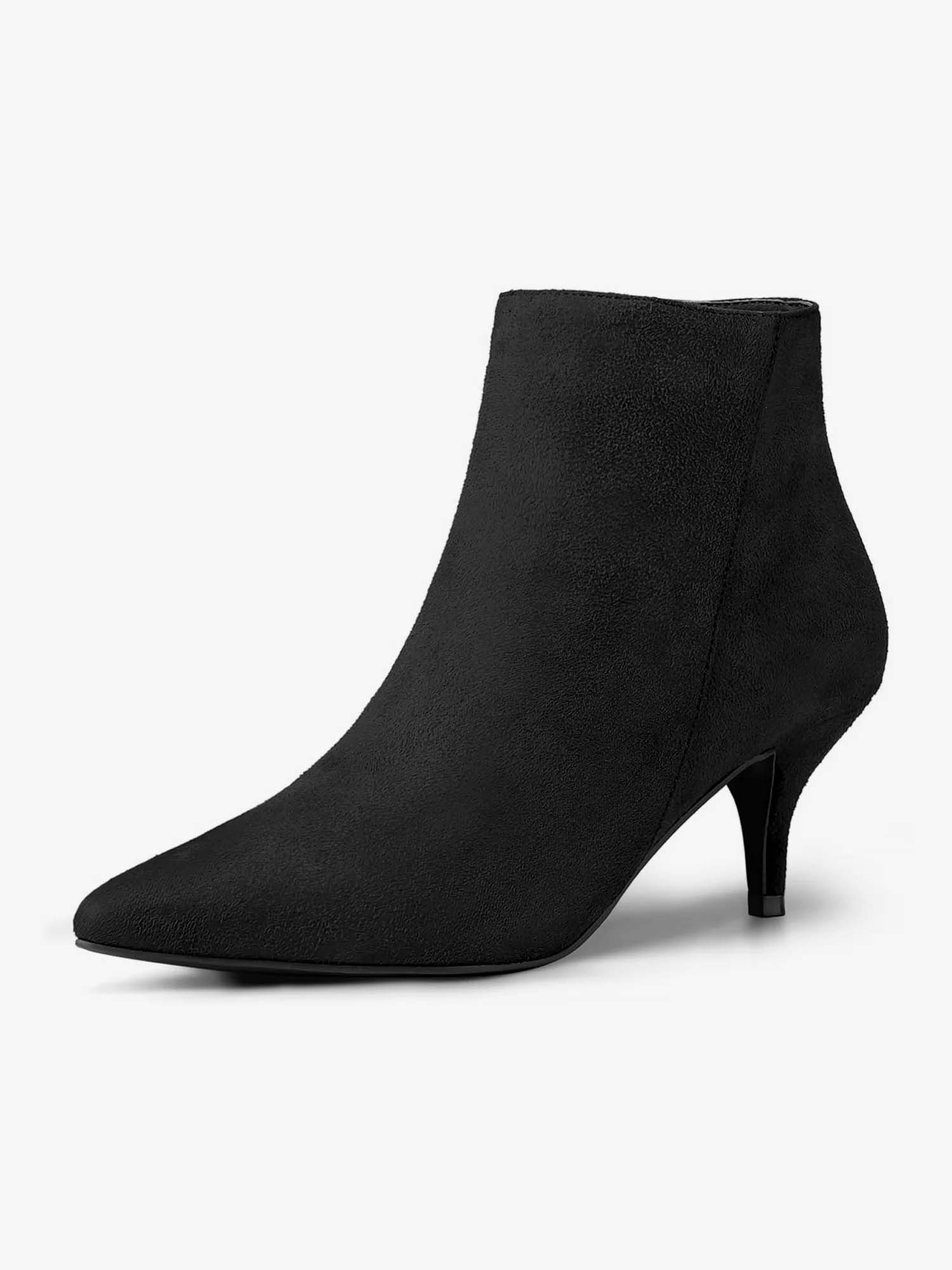 Pointed Toe Zip Stiletto Kitten Heel Ankle Booties Black/9