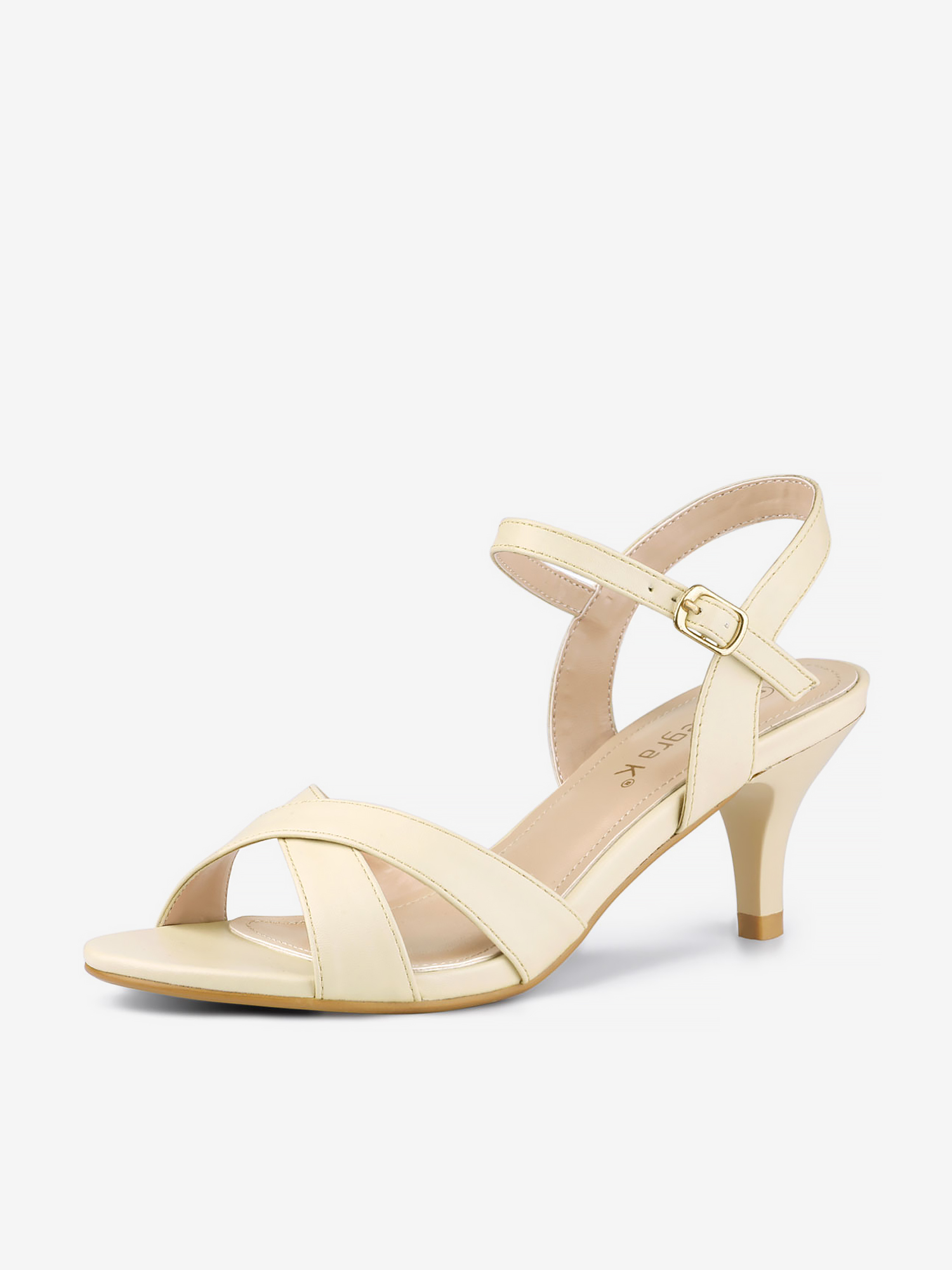 Cross Straps Open Toe Kitten Heel Sandals Nude/8.5
