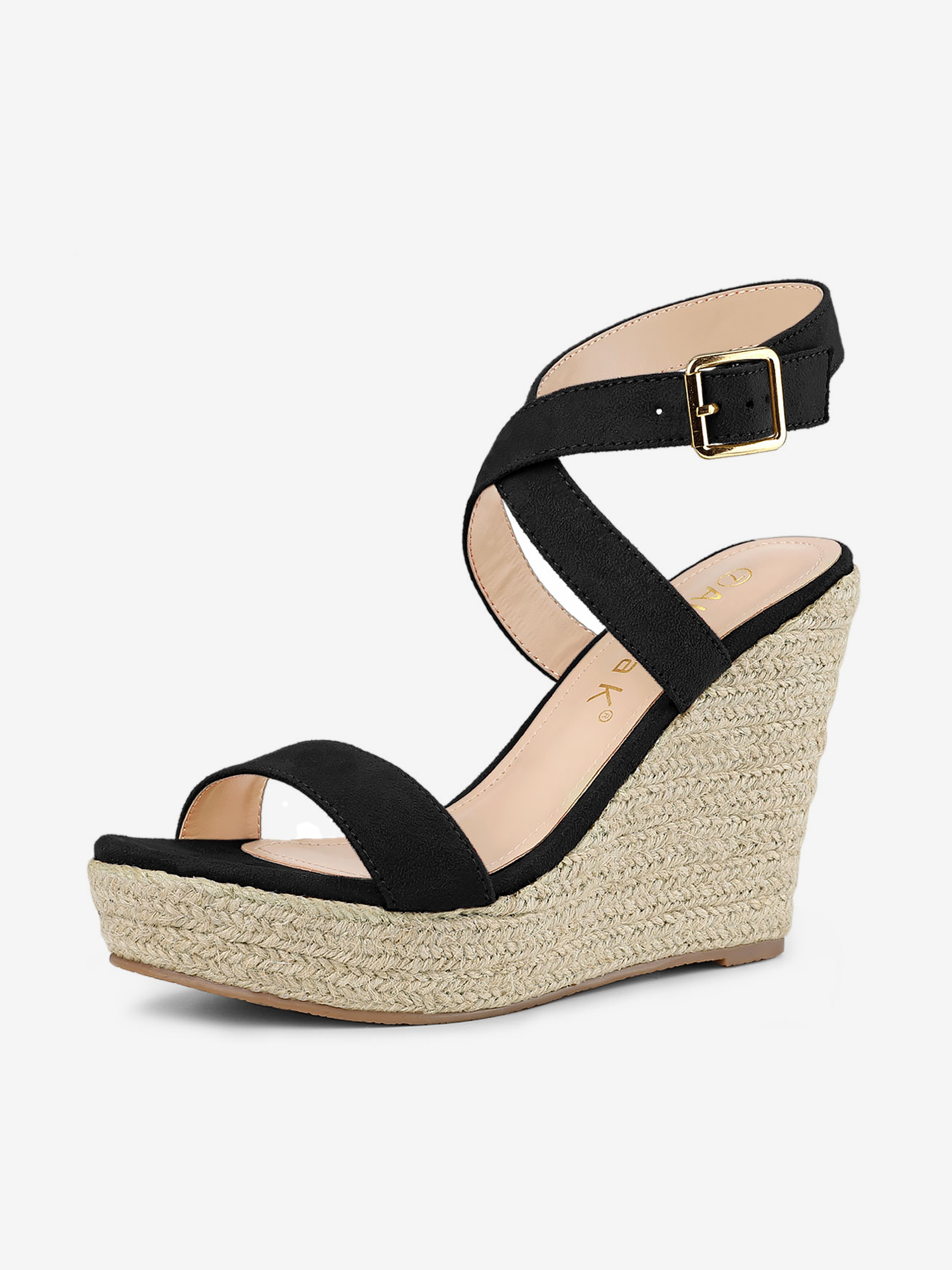 Slingback Crisscross Espadrille Wedges Heel Sandals Black/7