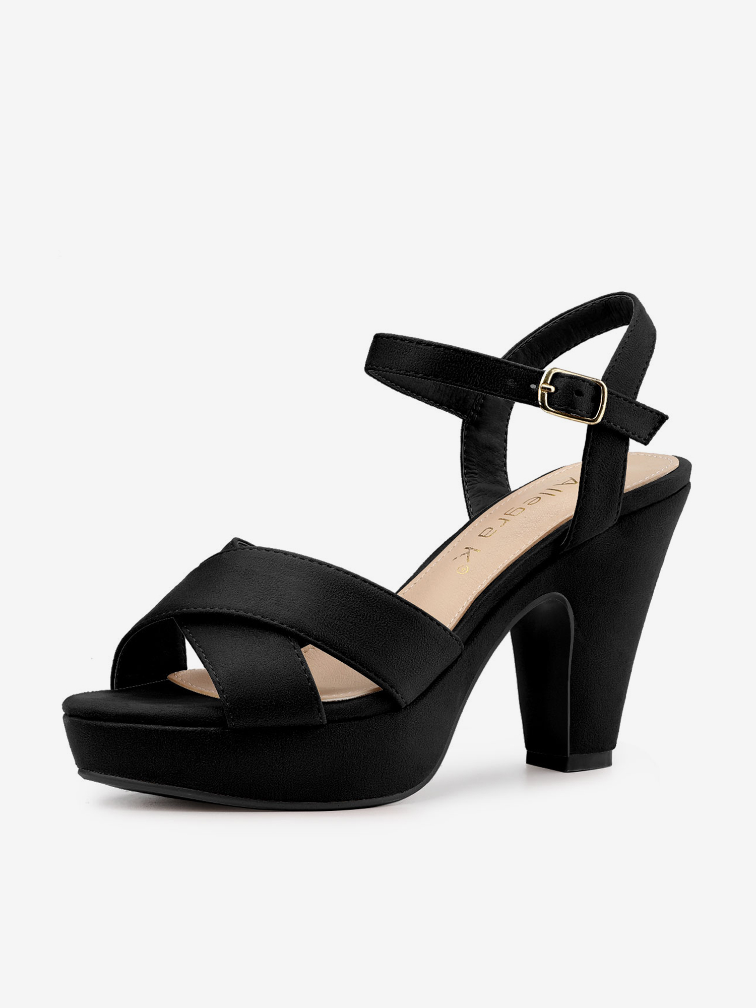 Platform Chunky Heel Ankle Strap Slingback Sandals Black/8.5