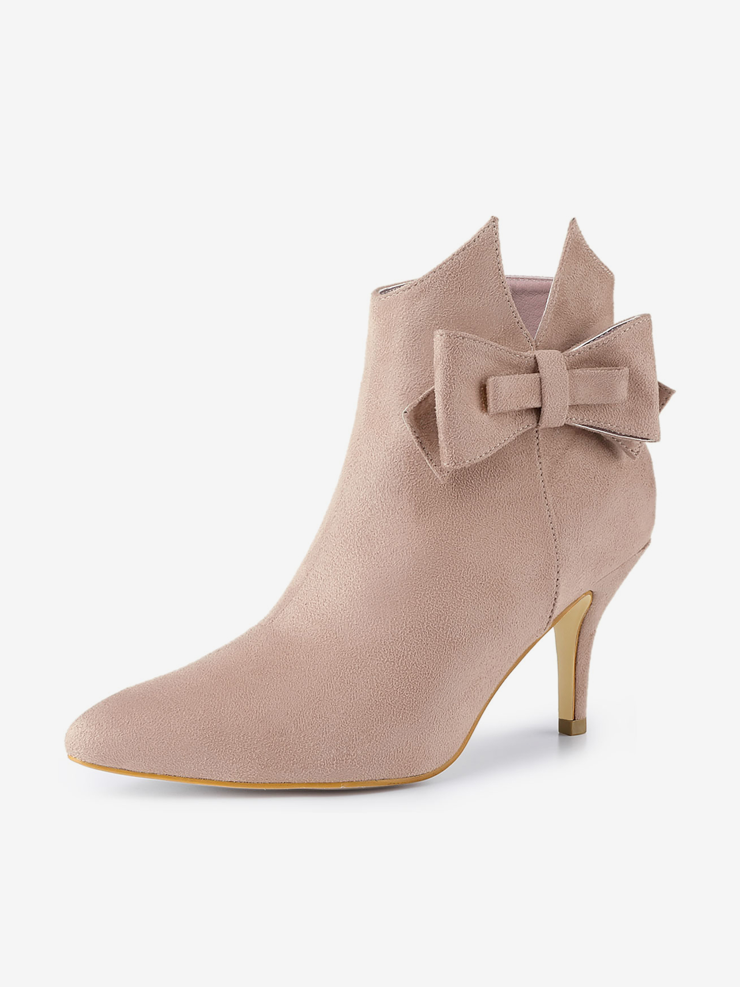 Point Toe Bow Stiletto Heel Ankle Boots Dust Pink/8