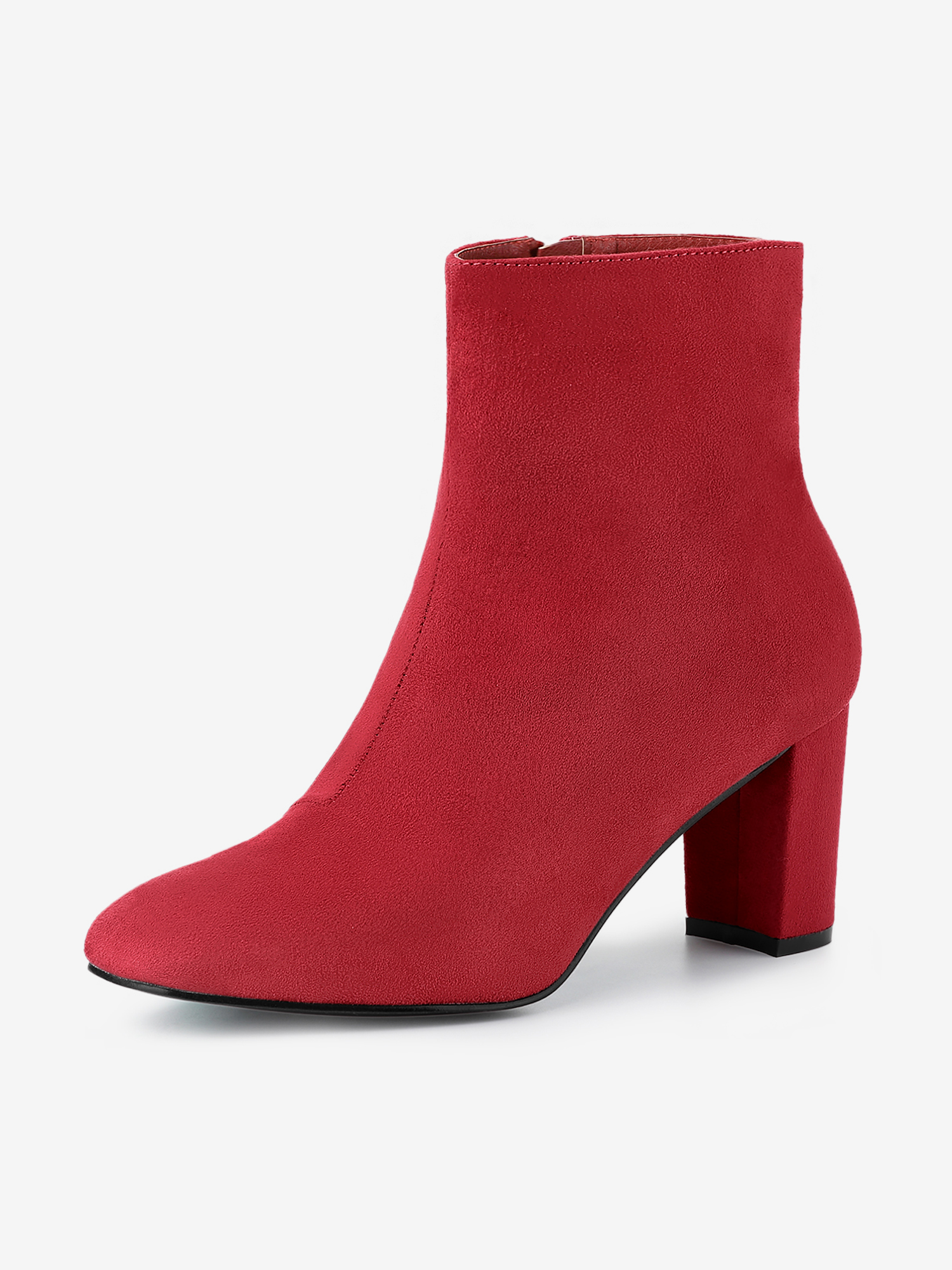 Dress Side Zip Chunky Heel Ankle Boots Red/10