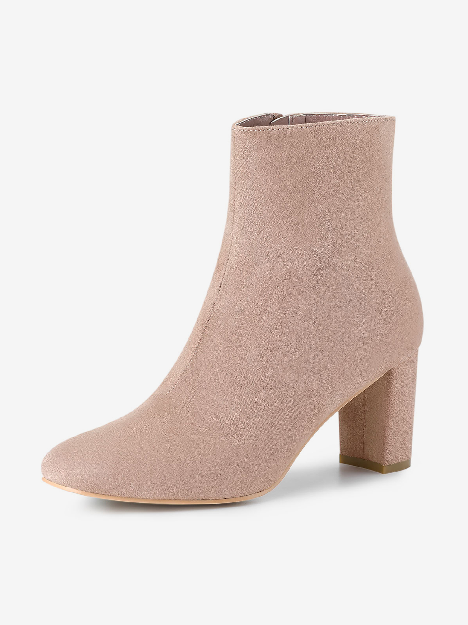 Dress Side Zip Chunky Heel Ankle Boots Dust Pink/10