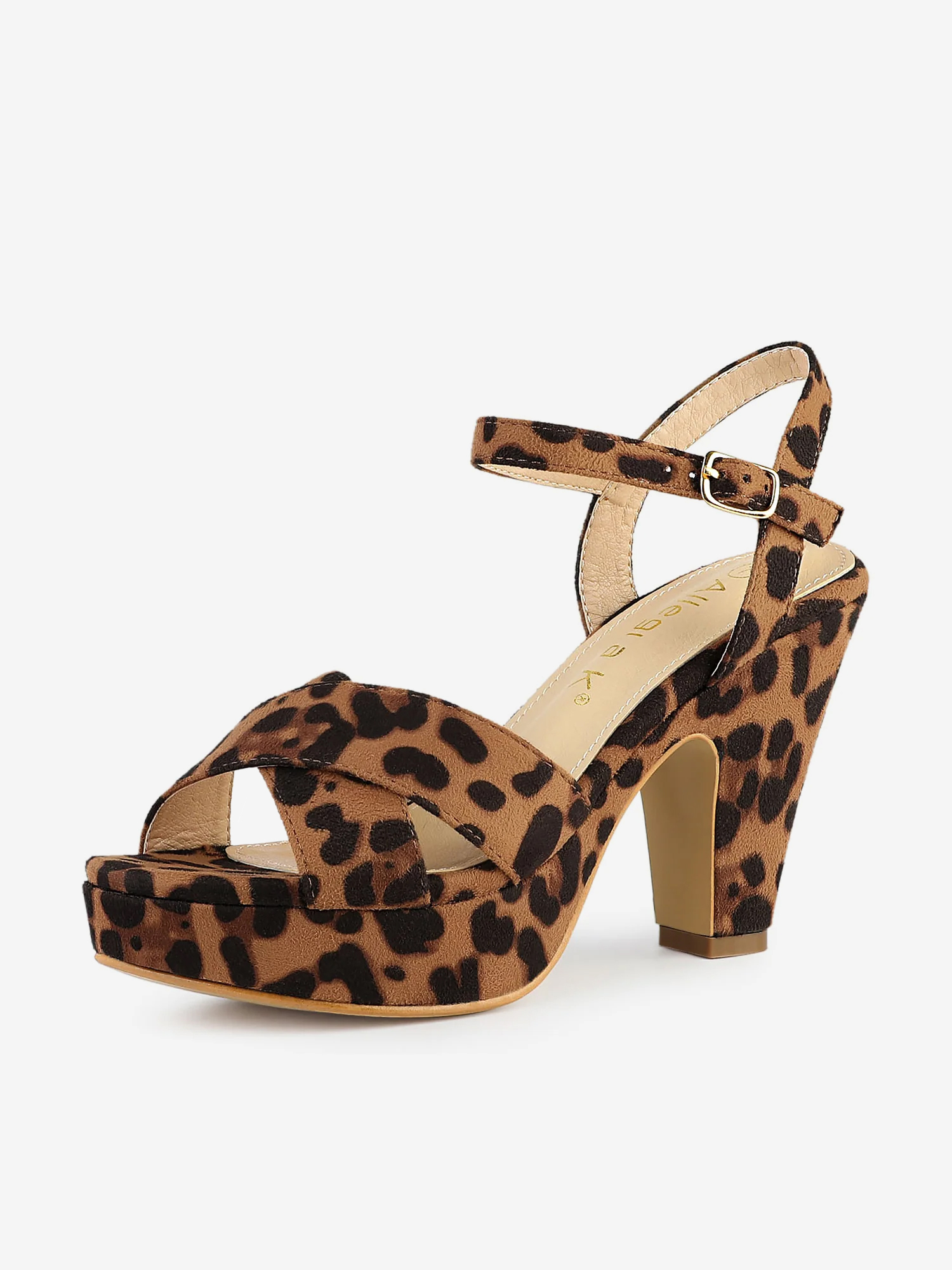 Platform Chunky Heel Ankle Strap Slingback Sandals Leopard/8.5