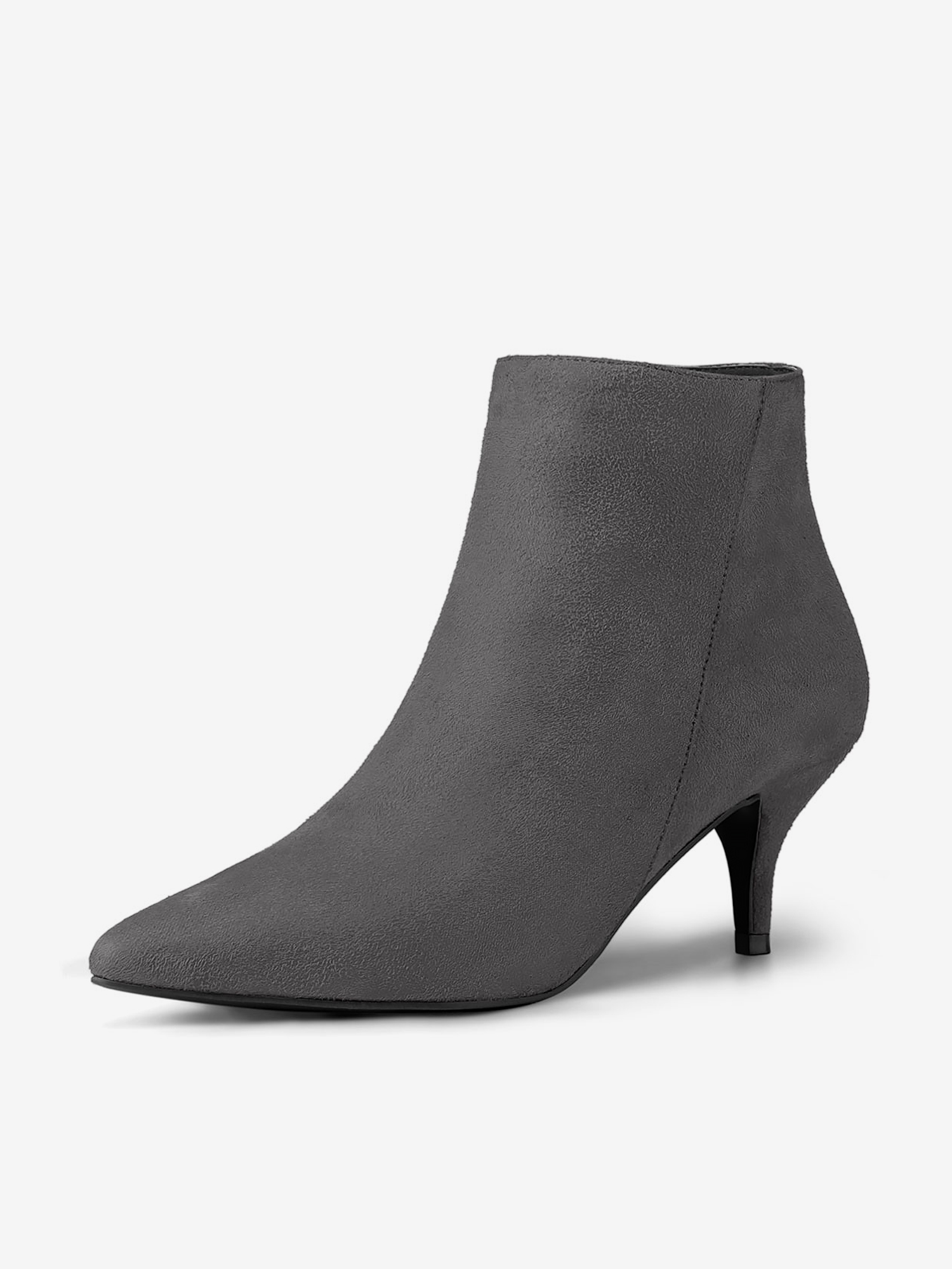 Pointed Toe Zip Stiletto Kitten Heel Ankle Booties Gray/8.5