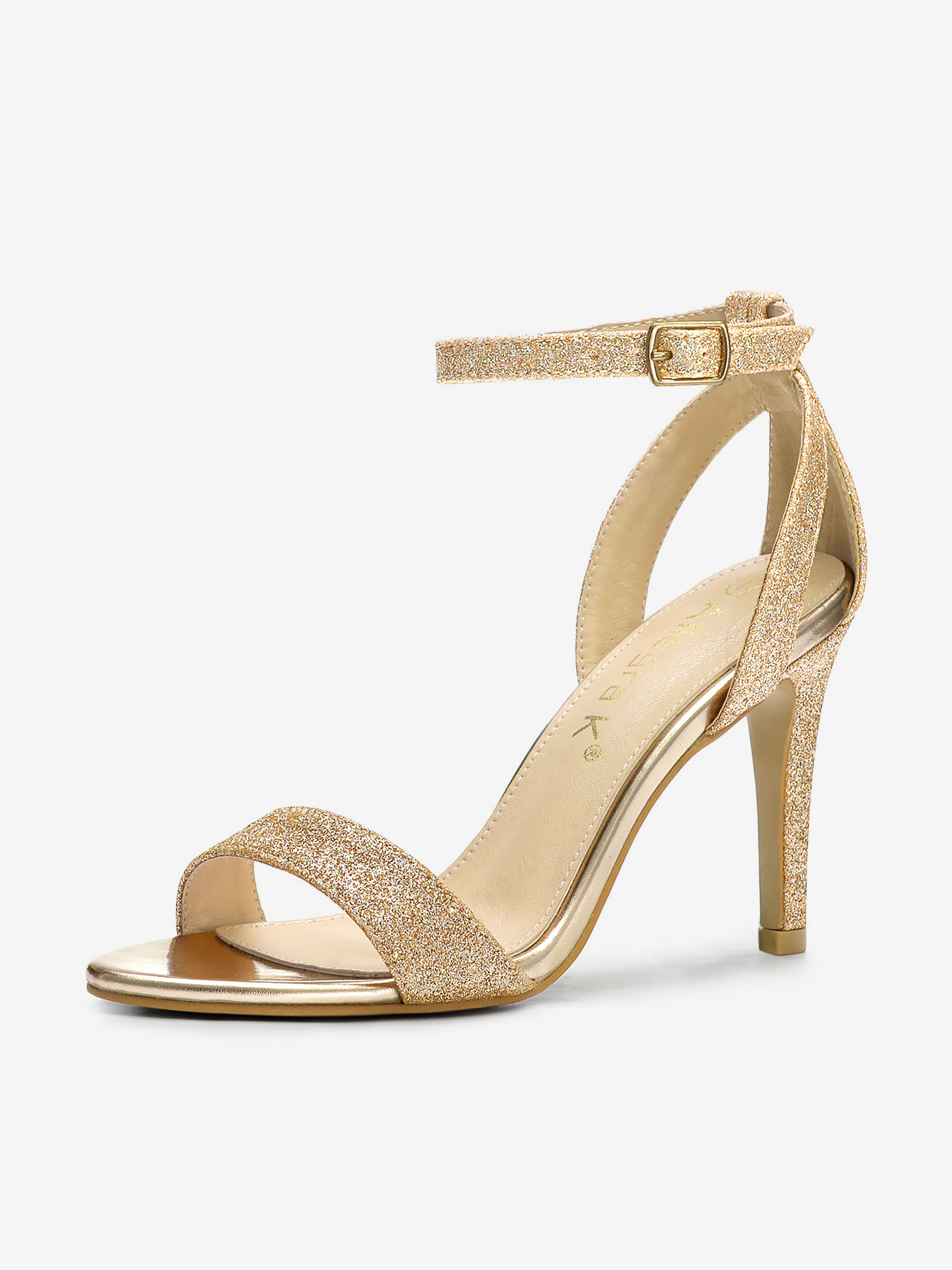 Glitter Ankle Strap Stiletto High Heel Sandals Gold/7.5