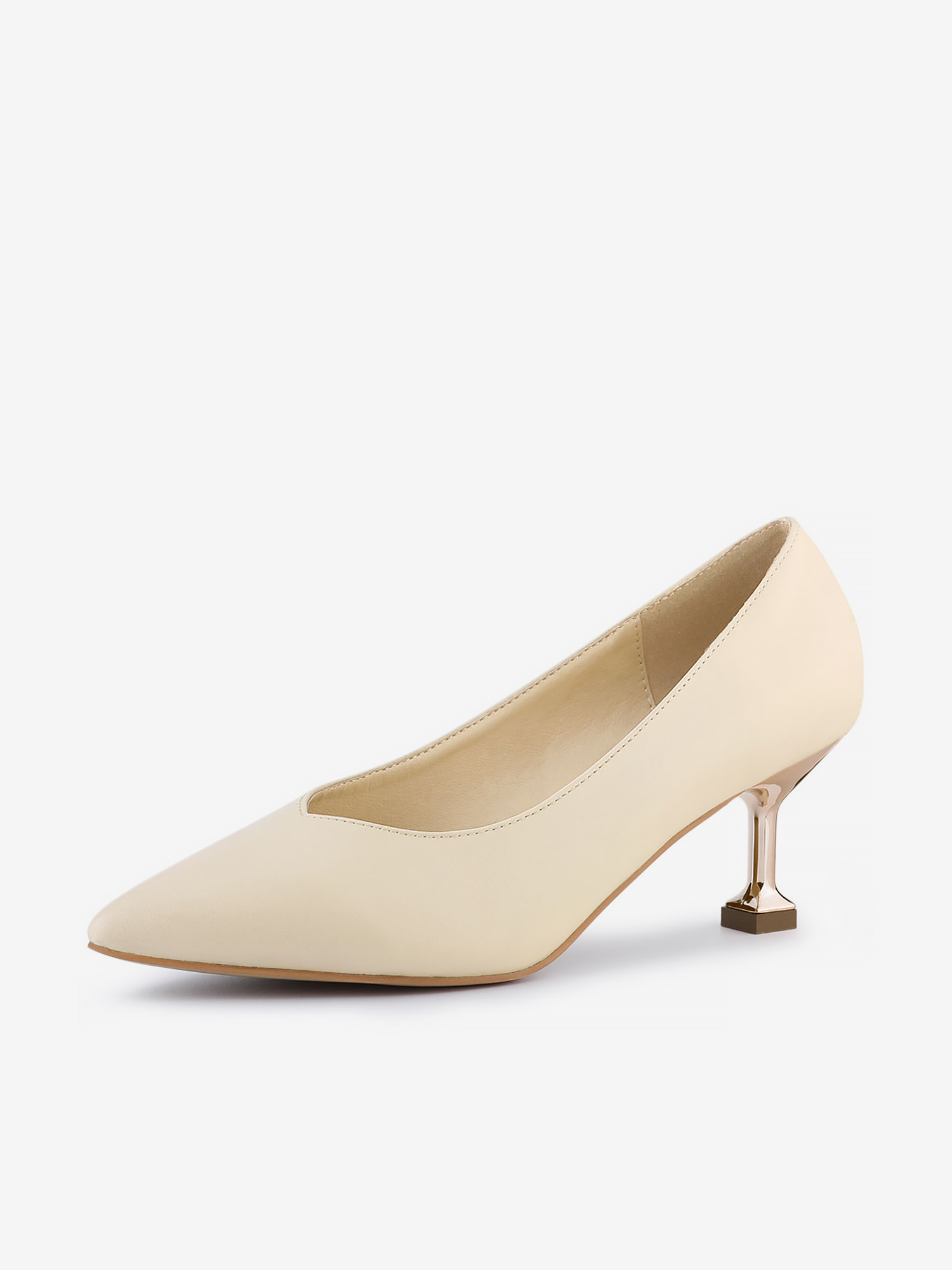 Pointed Toe Low Kitten Heel Dress Pumps Beige/7.5