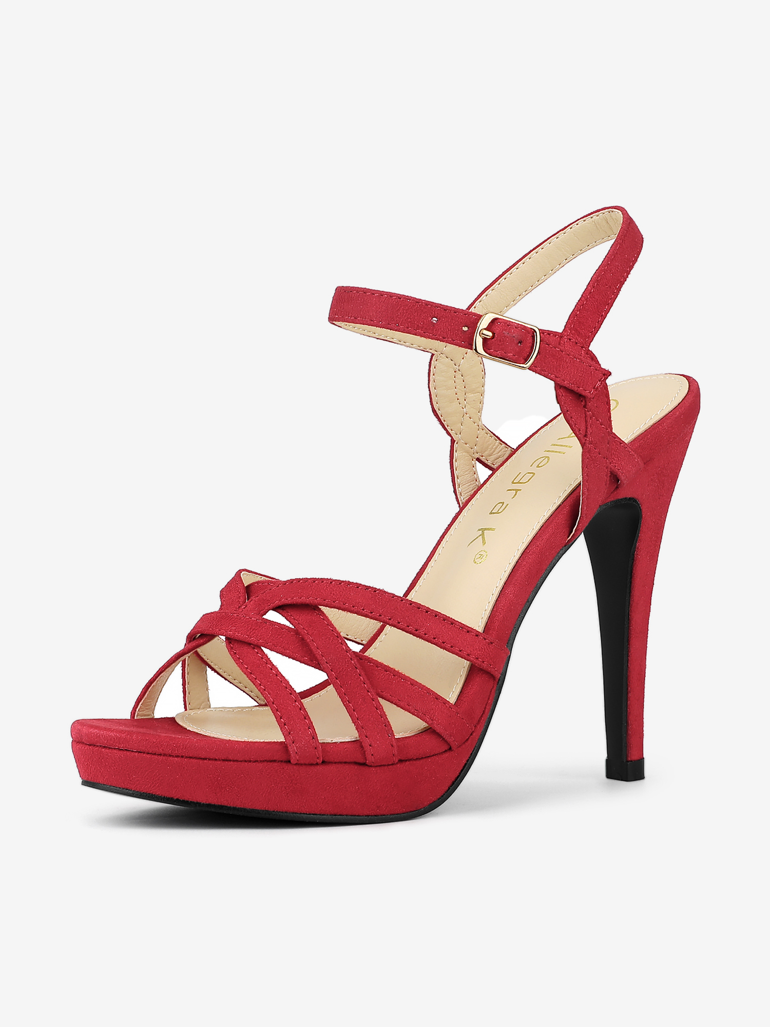 Crisscross Straps Strappy Platform Stiletto Heel Sandals Red/6