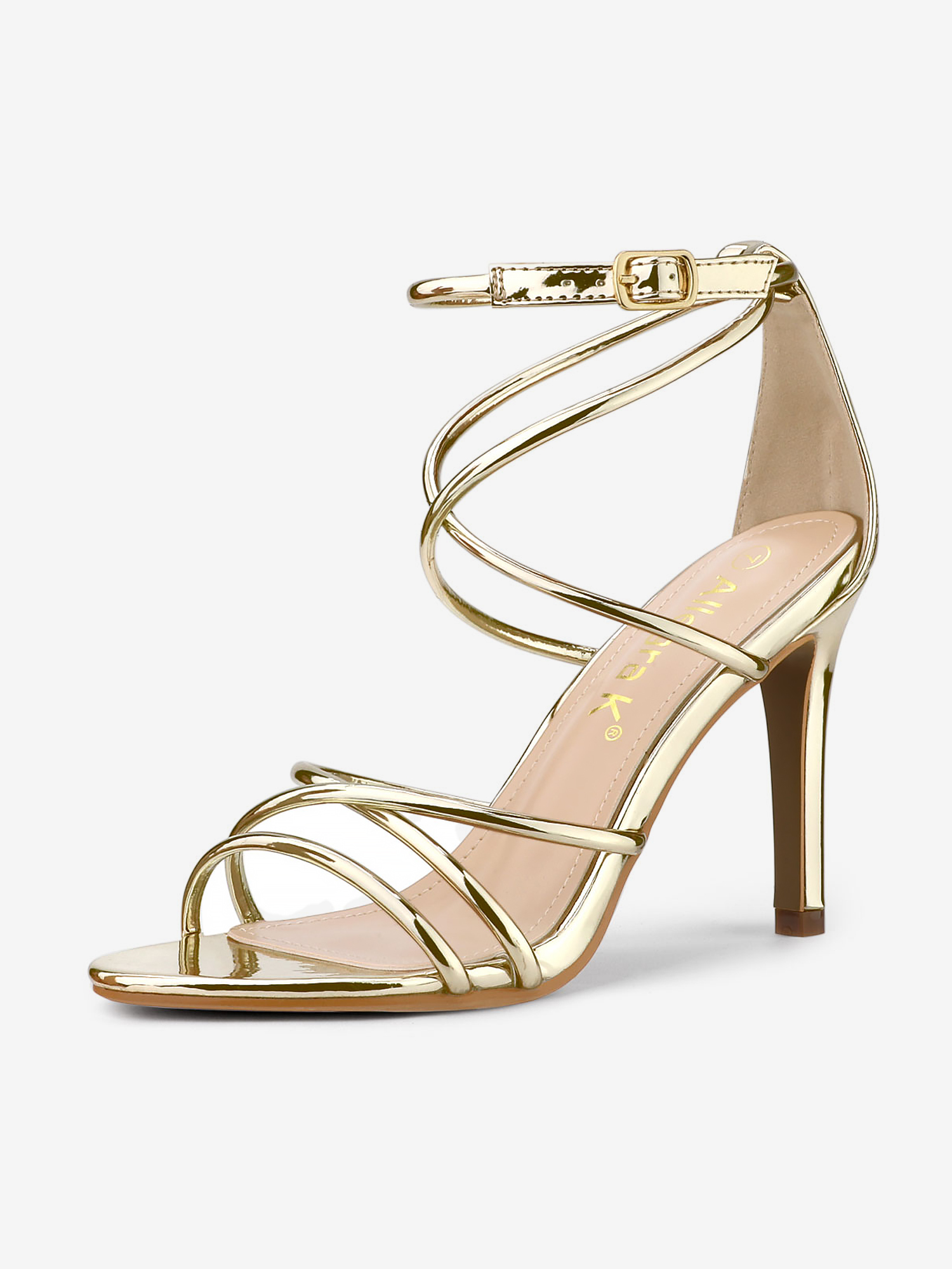 Elegant Open Toe Strappy Strap Stiletto Heel Sandals Gold/8.5
