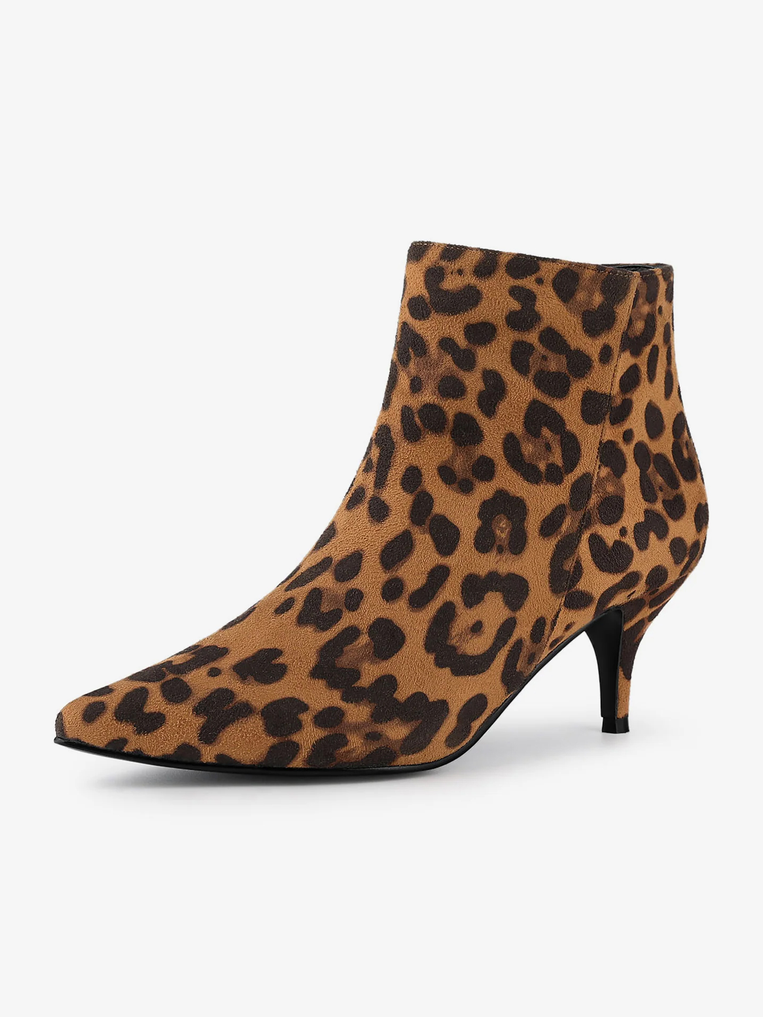 Pointed Toe Zip Stiletto Kitten Heel Ankle Booties Leopard/7.5