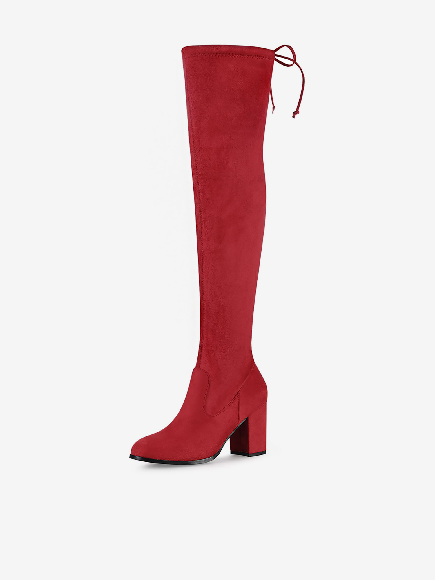 Round Toe Chunky Heel Over the Knee High Boots Red/8