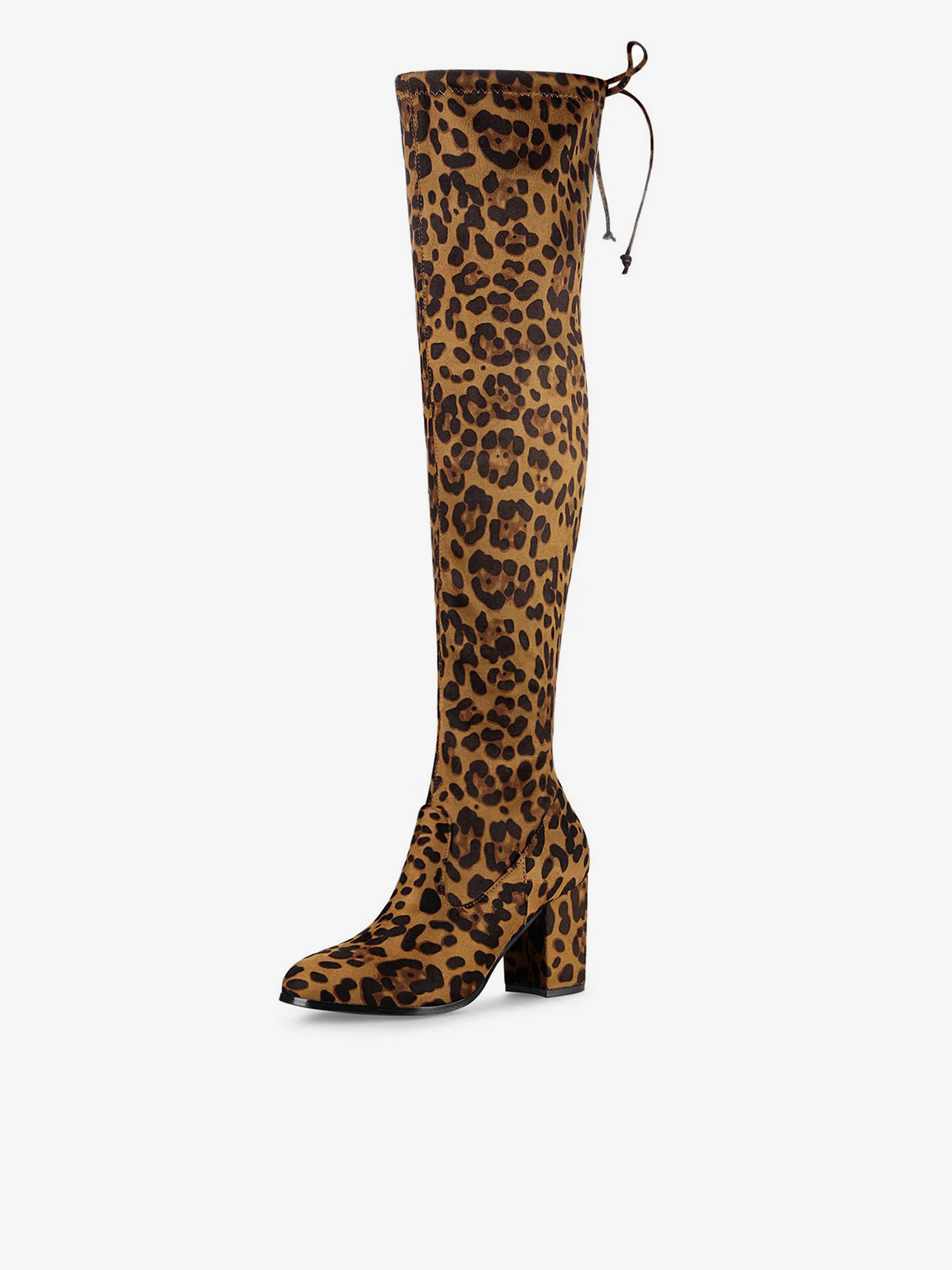 Round Toe Chunky Heel Over the Knee High Boots Leopard/8.5