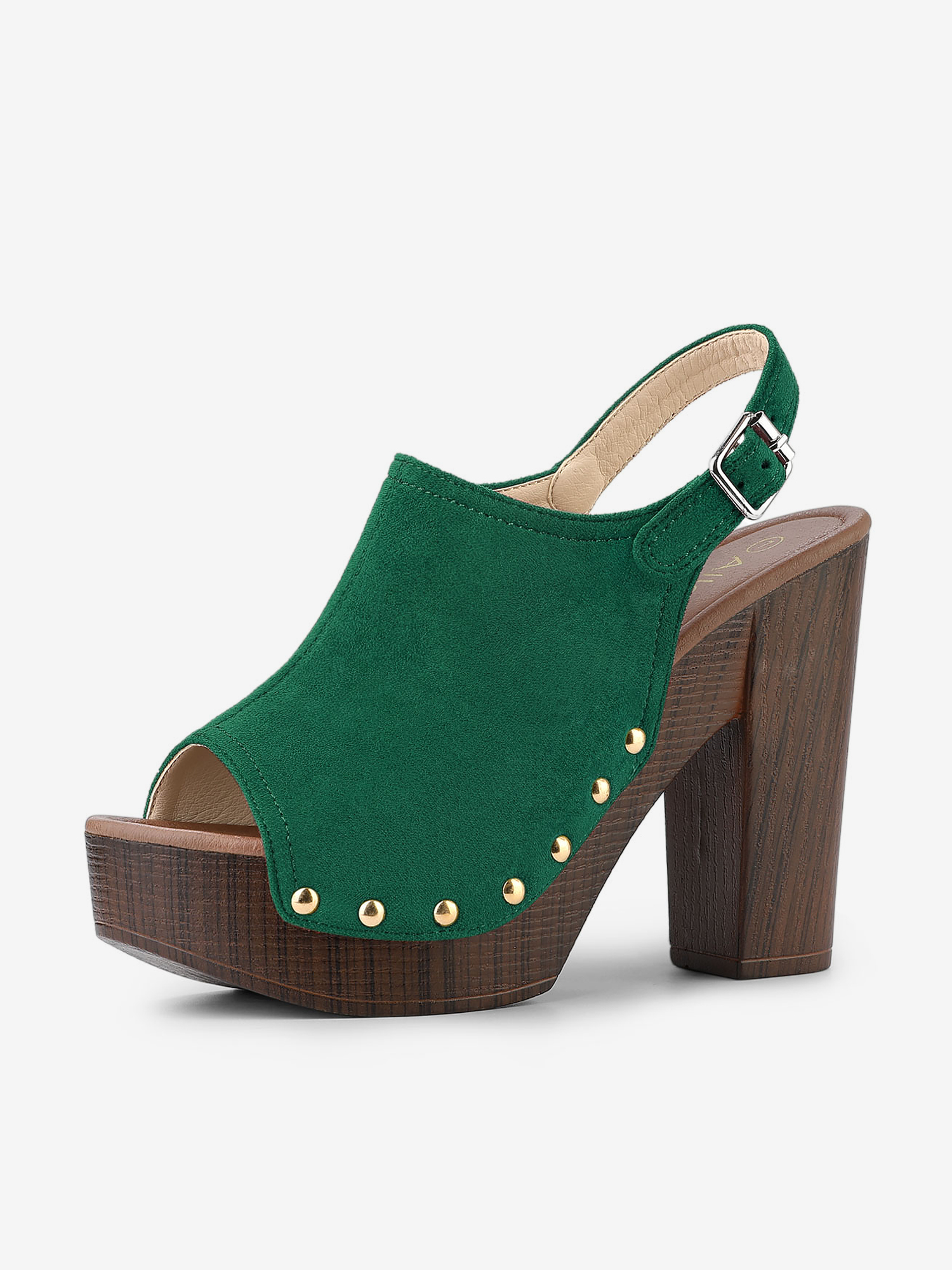 Open Toe Slingback Platform Chunky Heel Sandals Green/10