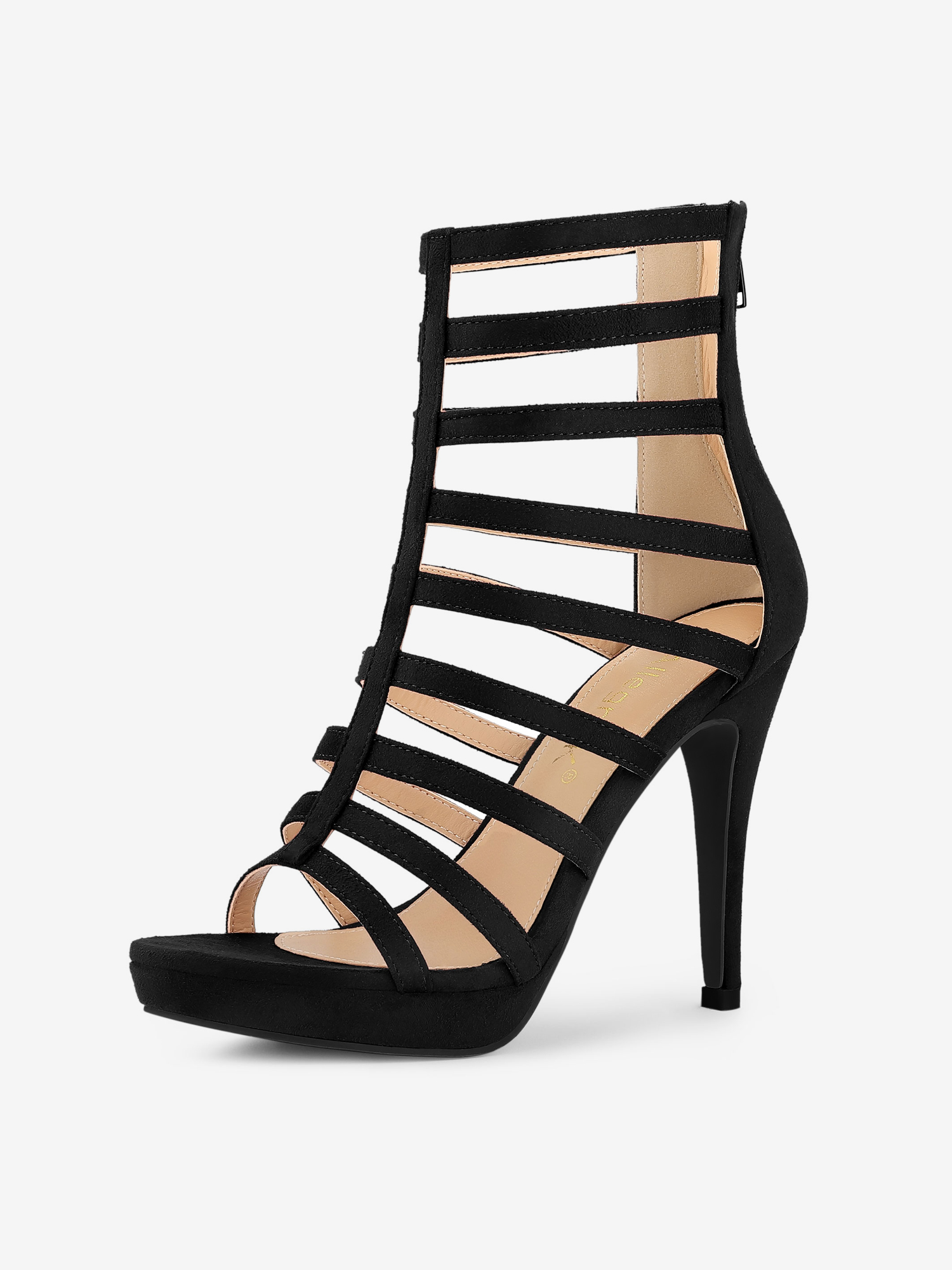 Platform Strappy Gladiator Stiletto Heel Sandals Black/9
