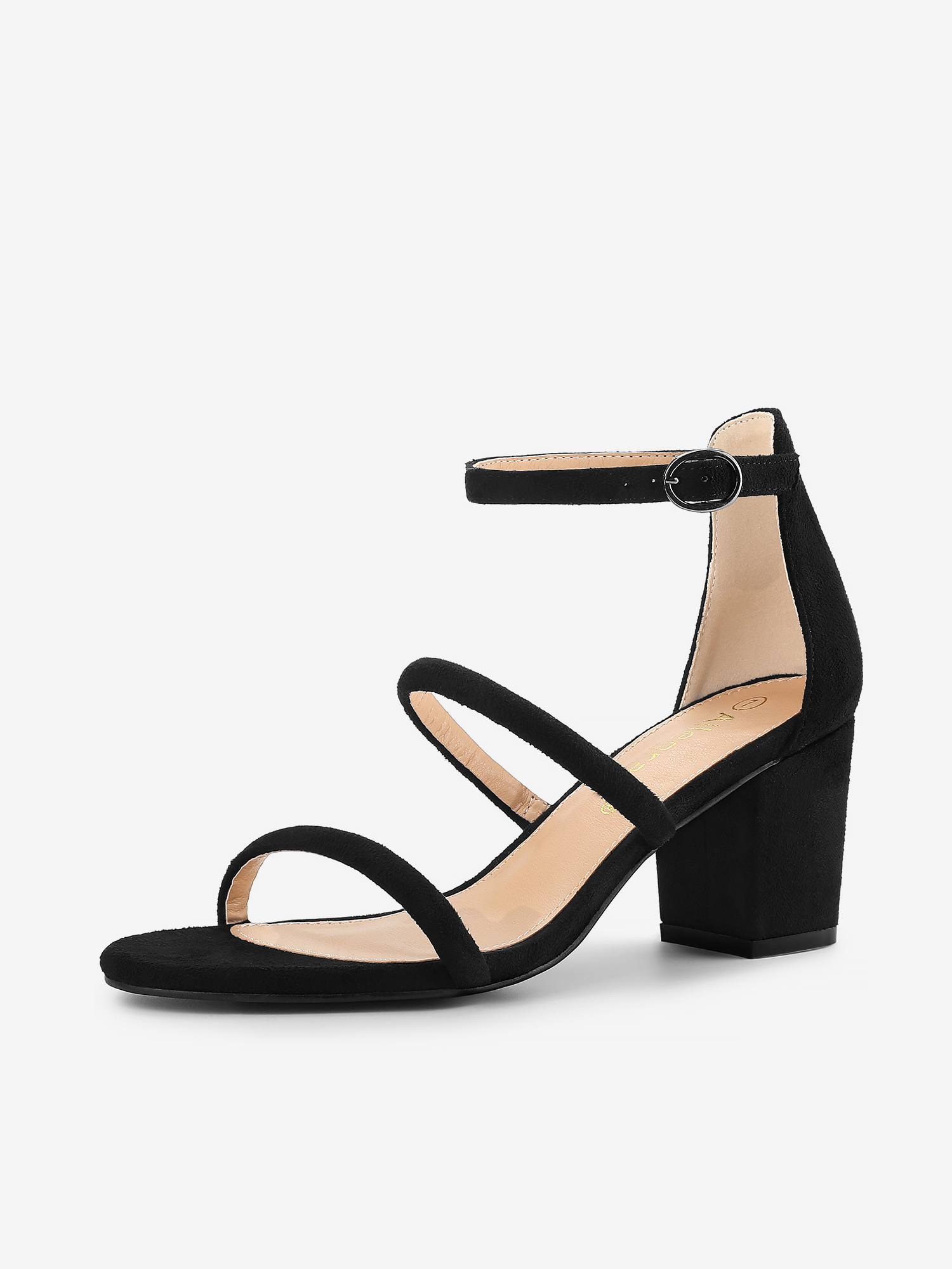 Open Toe Ankle Strap Chunky Heel Sandals Black/7