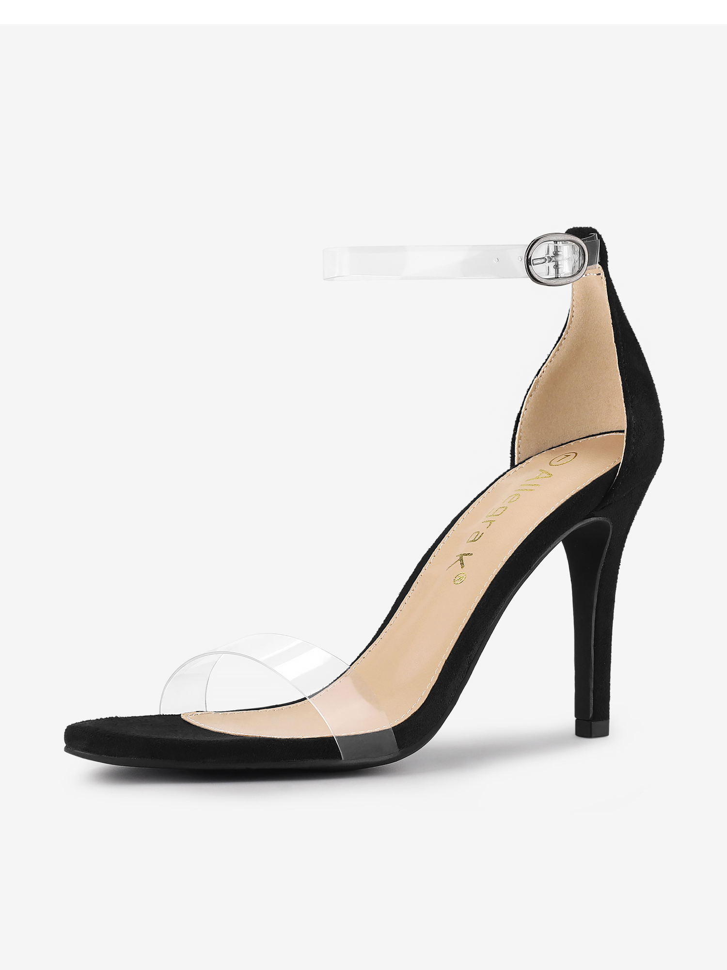Open Toe Clear Ankle Strap Stiletto Heel Sandals Black/6