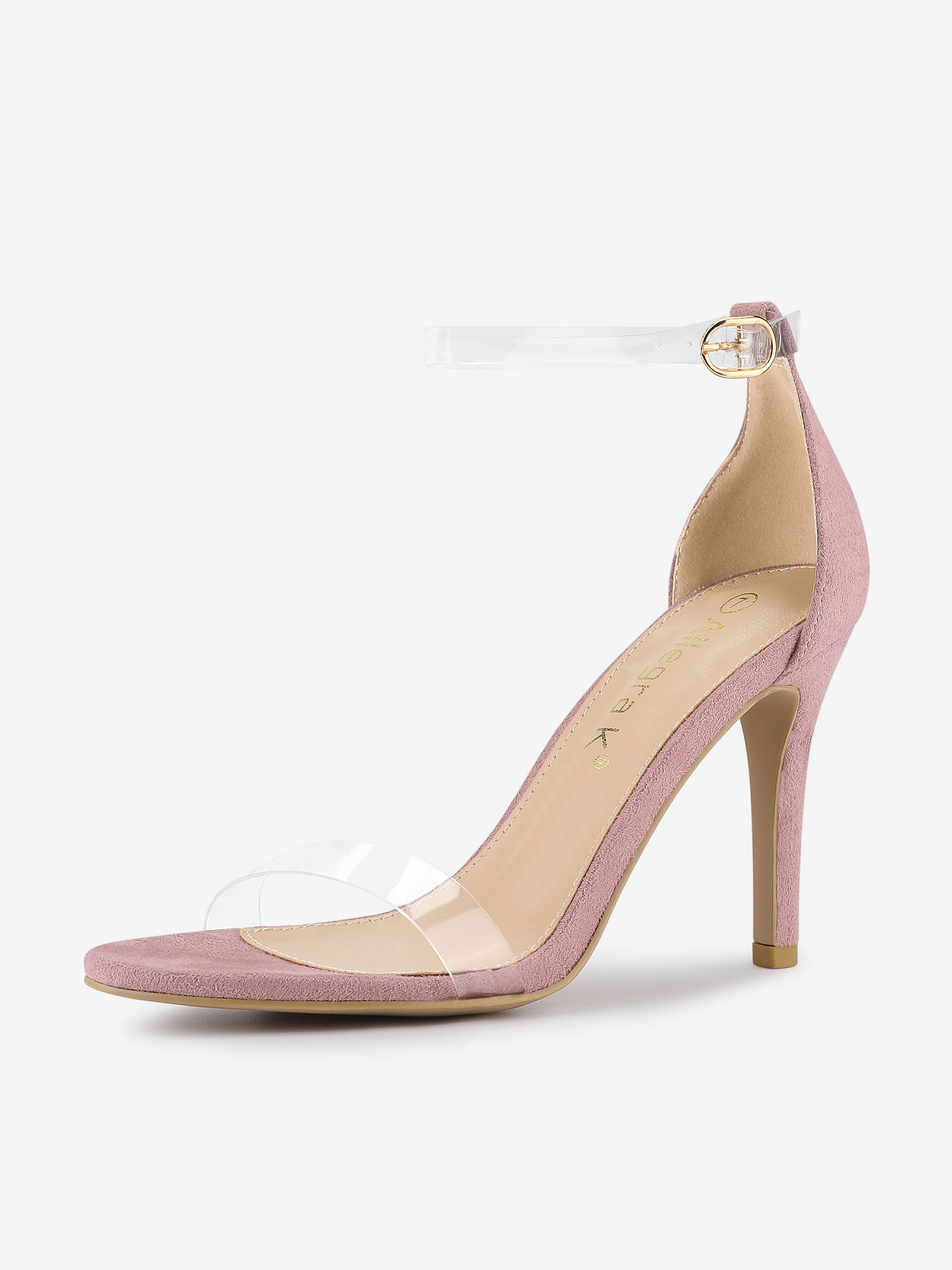 Open Toe Clear Ankle Strap Stiletto Heel Sandals Pink/7