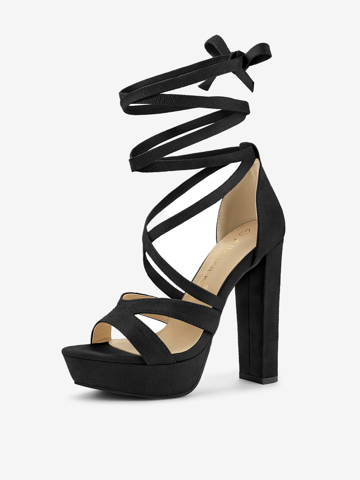 Lace Up Platform Chunky High Heel Sandals Black/8