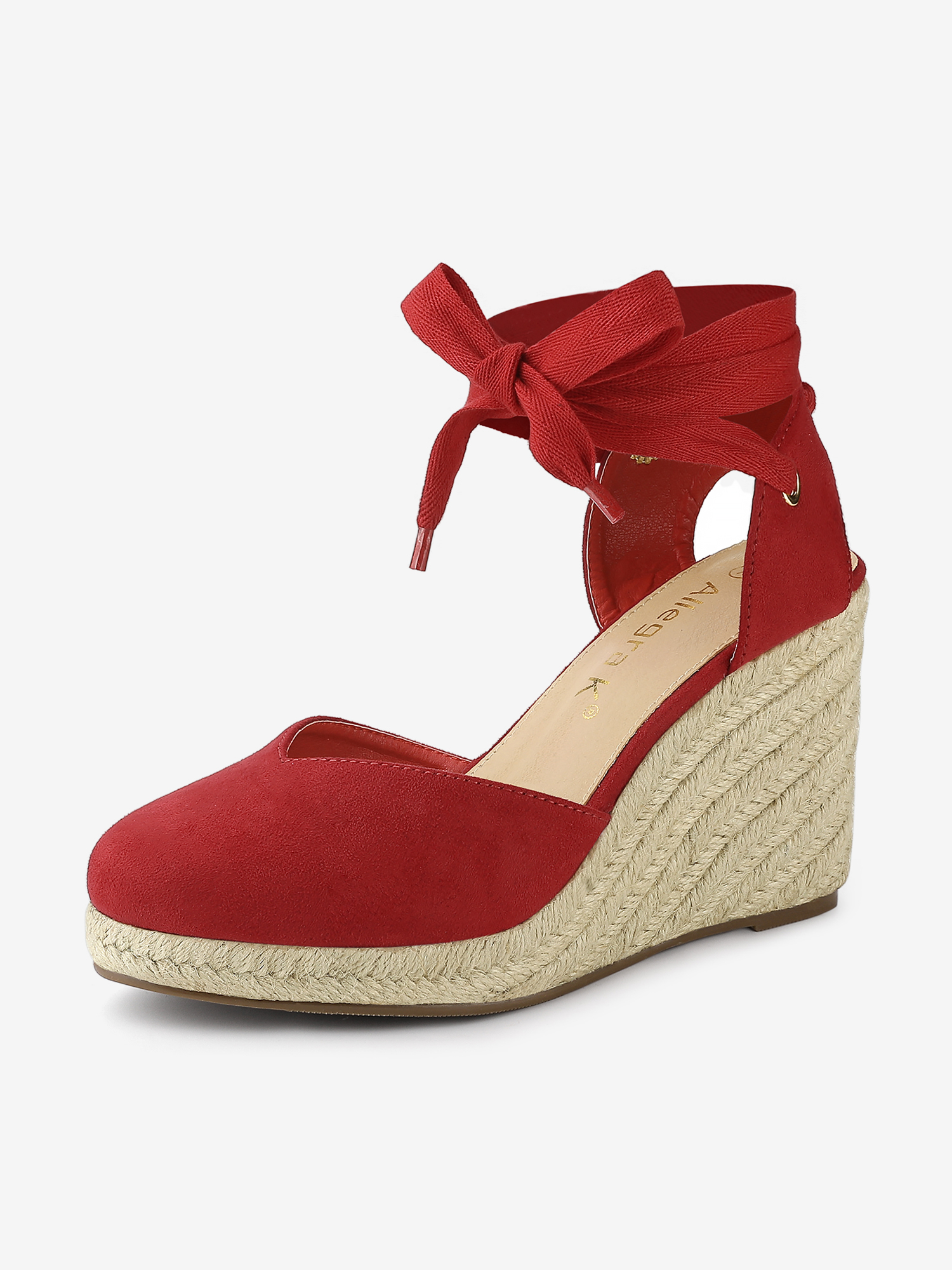 Closed Toe Espadrilles Wedges Tie Up Wedge Sandals Red/8.5