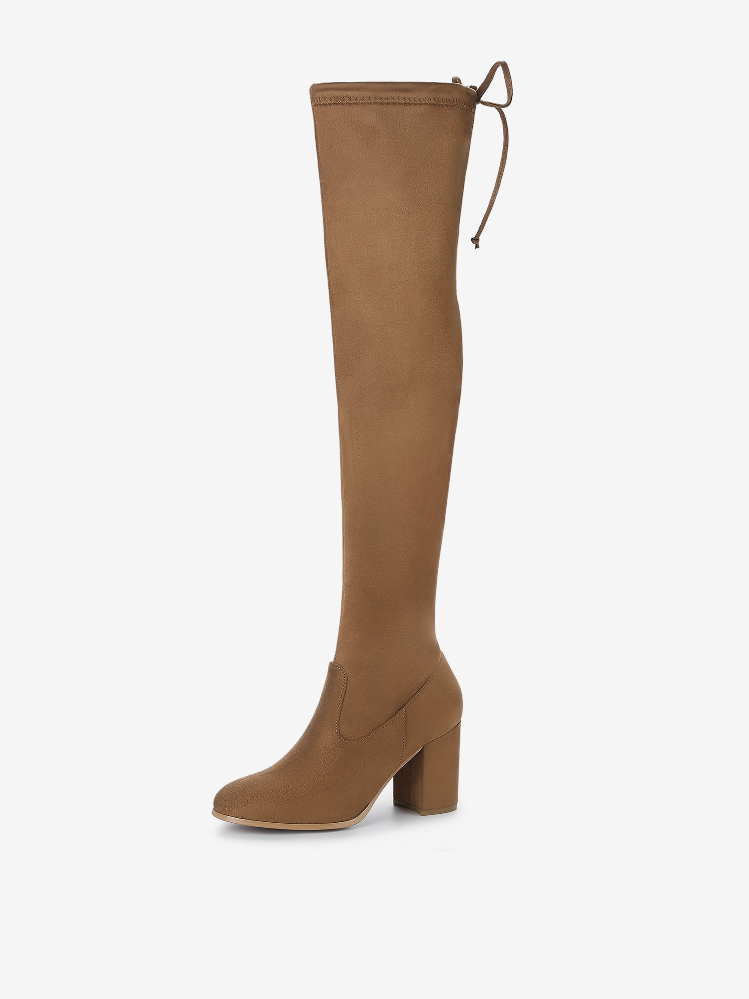 Round Toe Chunky Heel Over the Knee High Boots Brown/5.5