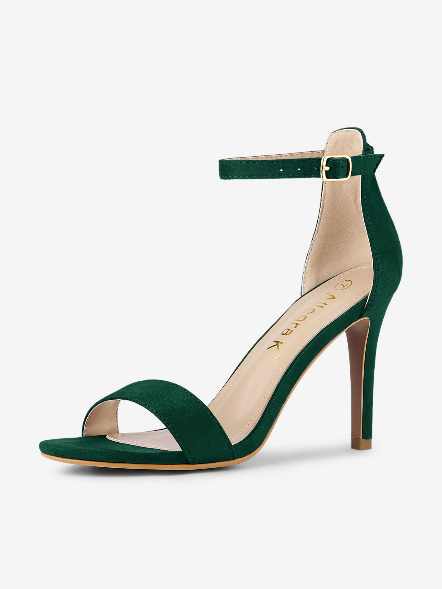 Suede Ankle Strap High Stiletto Heel Sandals Green/10