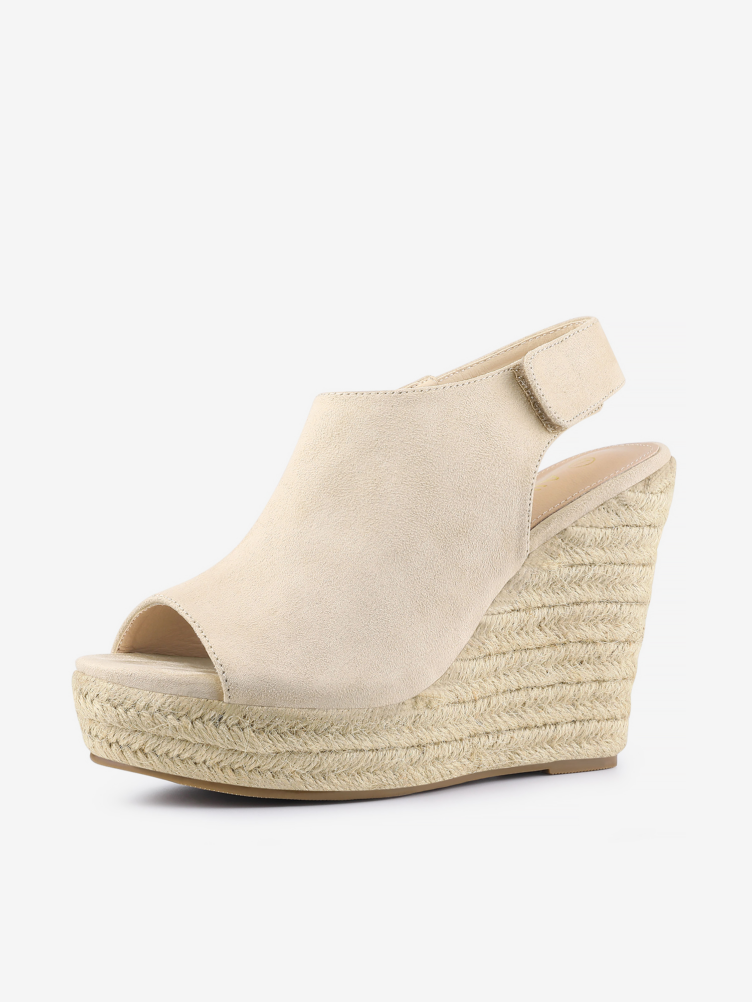Open Toe Espadrille Platform Wedge Heel Slingback Sandals Beige/7