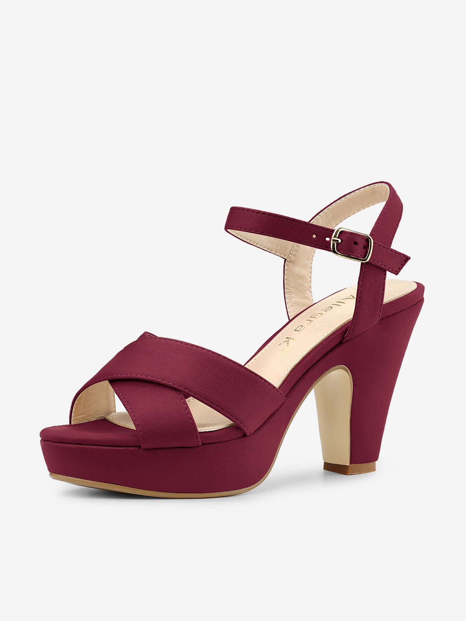 Platform Chunky Heel Ankle Strap Slingback Sandals Burgundy/7