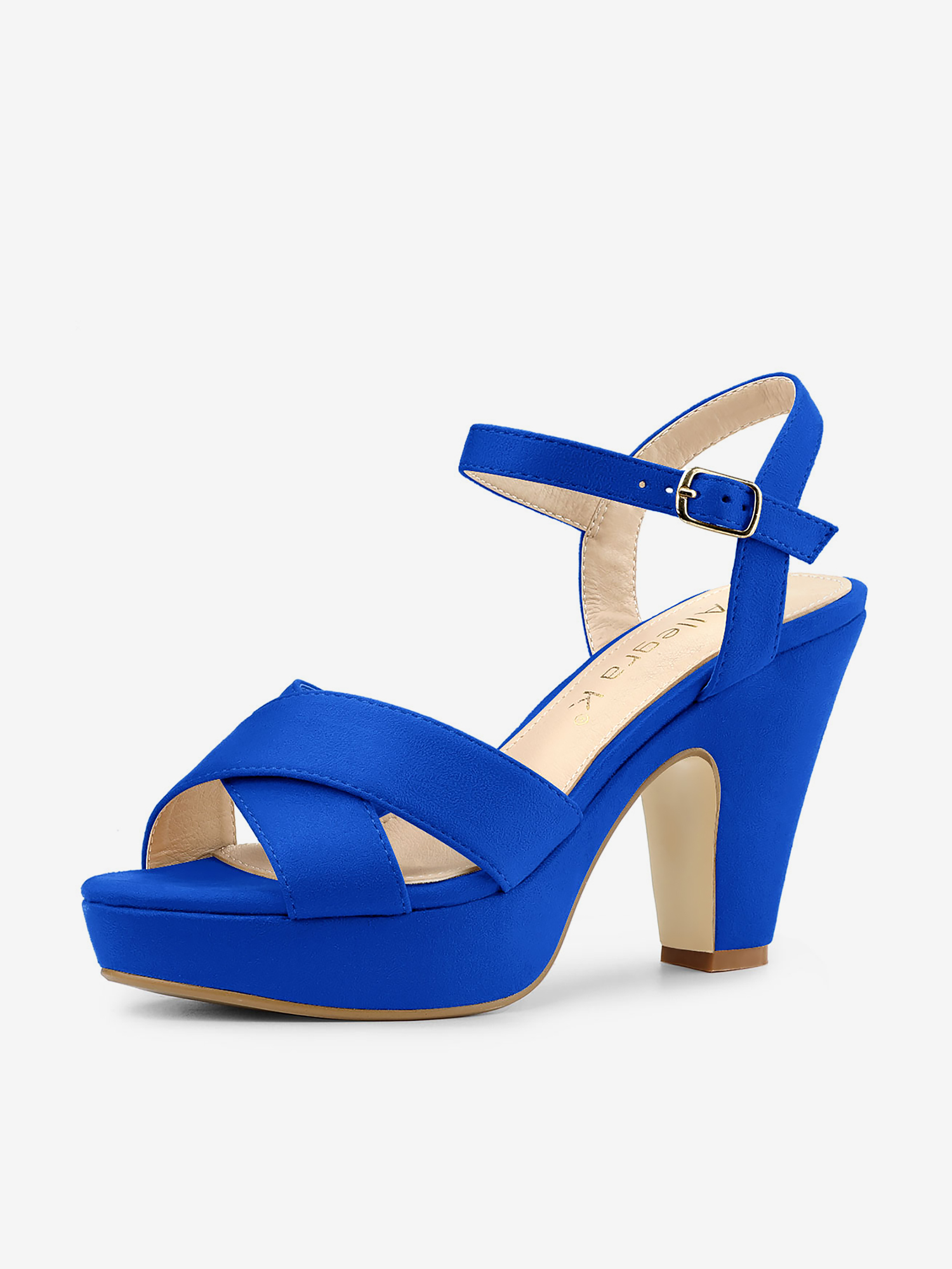 Platform Chunky Heel Ankle Strap Slingback Sandals Deep Blue/10