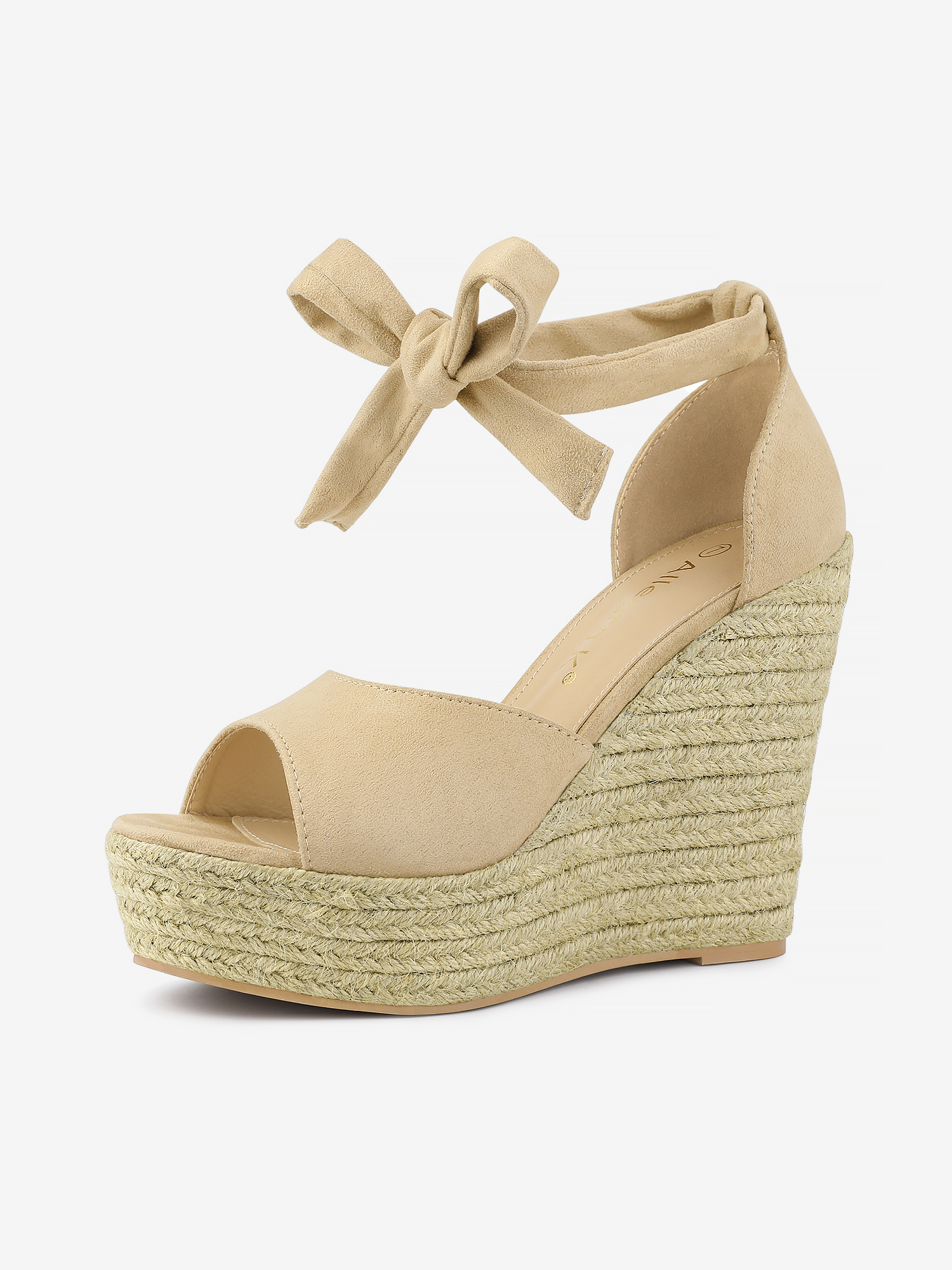 Espadrilles Tie Up Ankle Strap Platform Wedges Sandals Beige/7