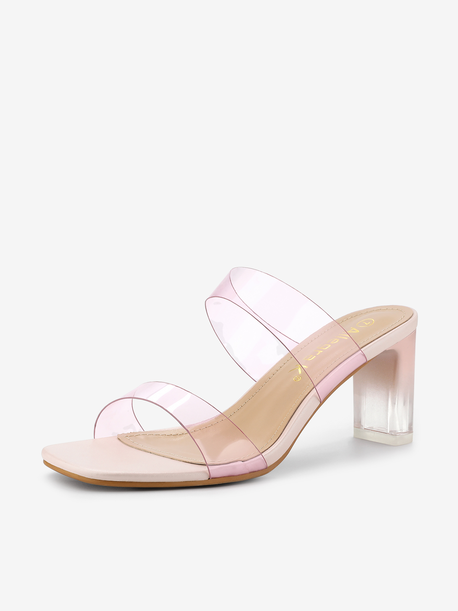 Summer Colorful Straps Open Toe Clear Chunky Heel Sandals Pink/9.5