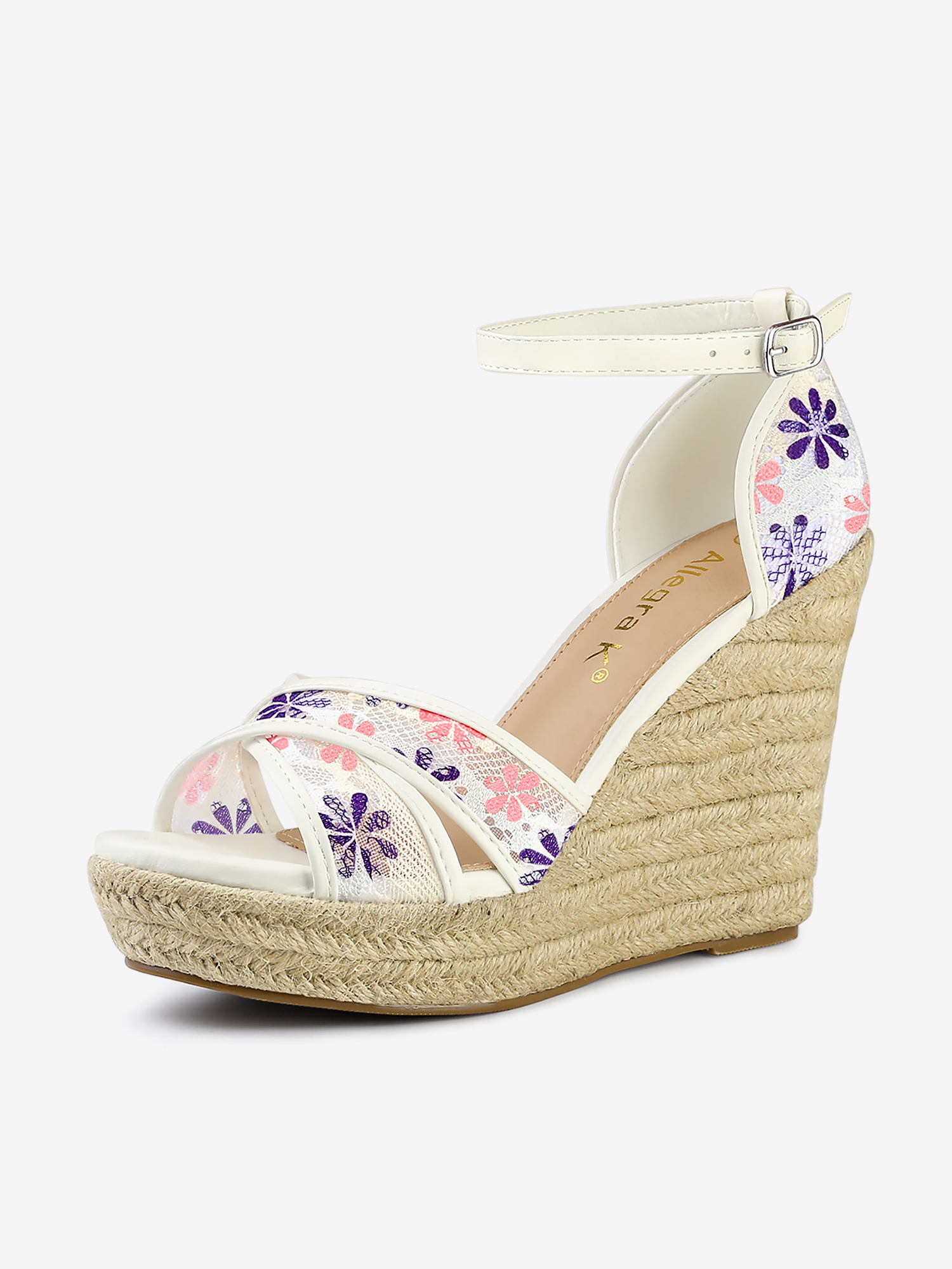 Lace Strapy Round Toe Espadrilles Wedges Sandals Purple/6