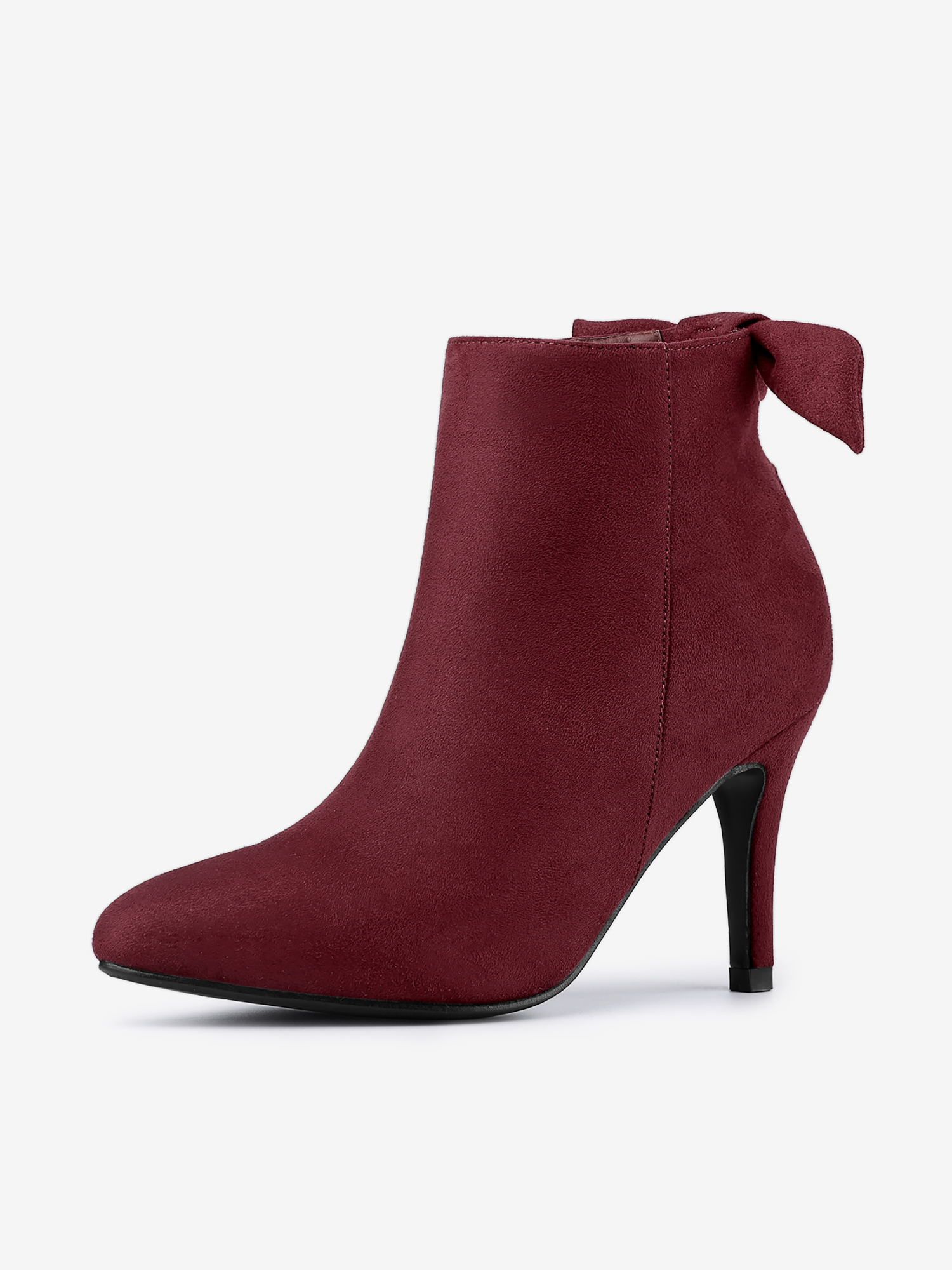Pointed Toe Stiletto Heel Ankle Boots Burgundy/5.5