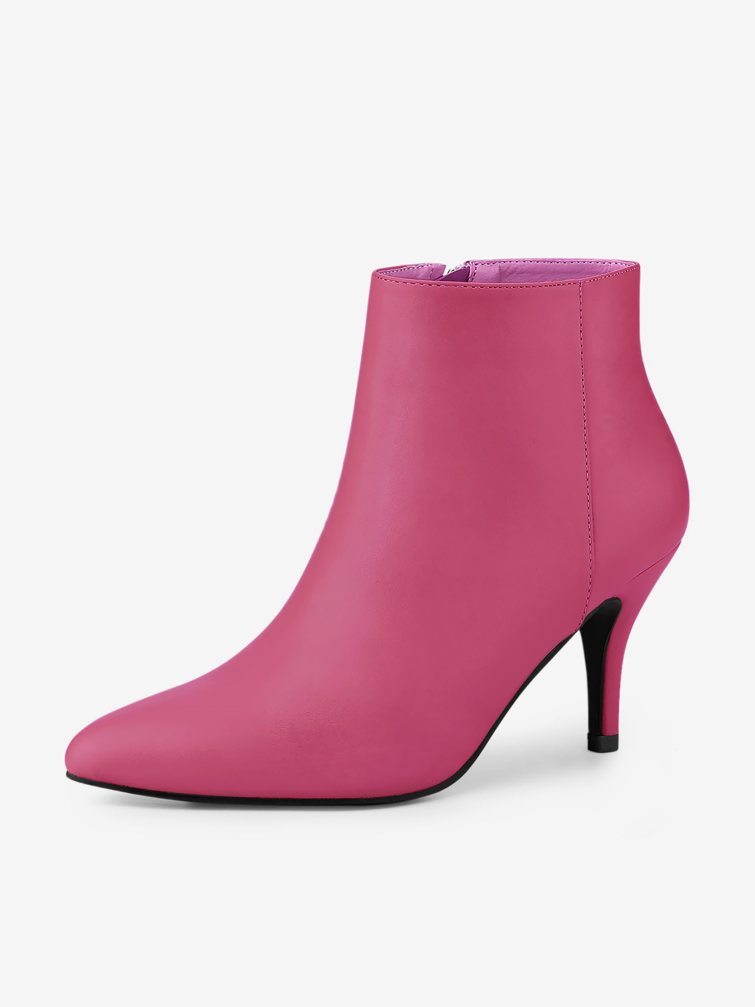 Pointed Toe Zipper Stiletto Heel Ankle Boots Hot Pink/6
