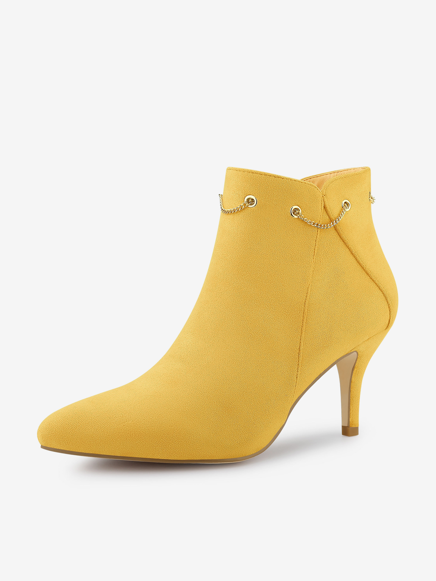 Pointed Toe Side Zip Stiletto Heel Ankle Booties Yellow/7