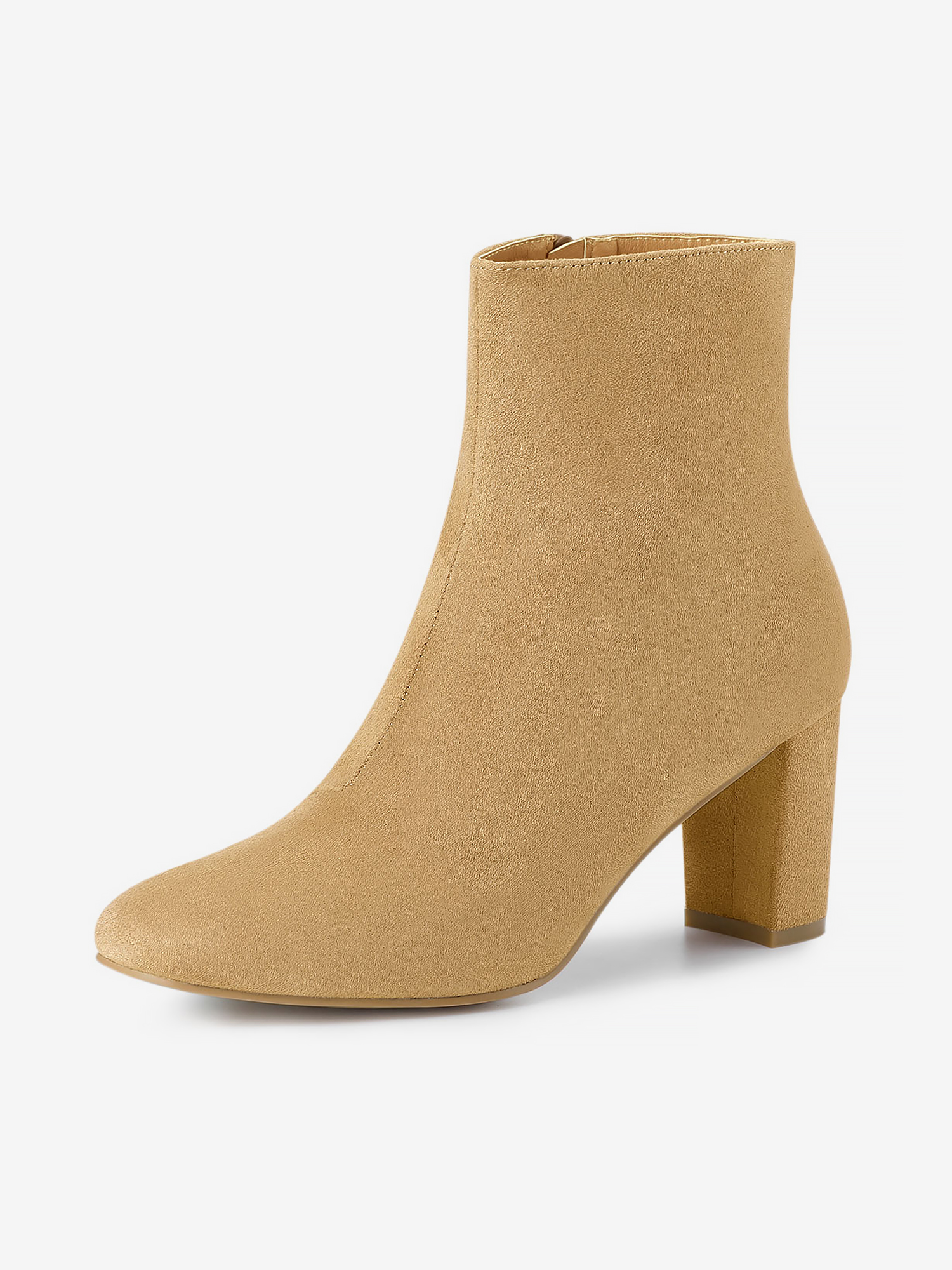 Dress Side Zip Chunky Heel Ankle Boots Camel/9