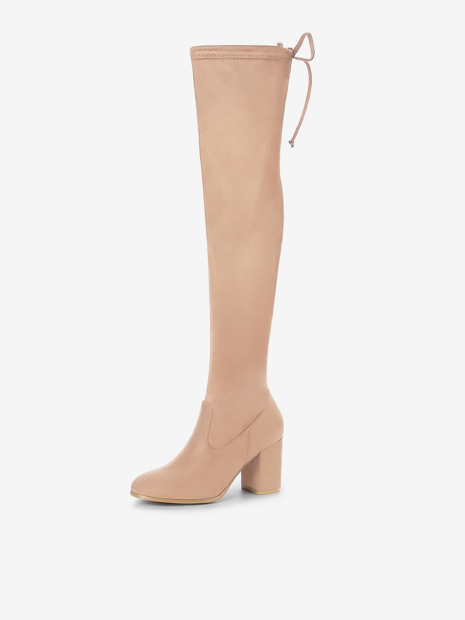 Round Toe Chunky Heel Over the Knee High Boots Nude/7