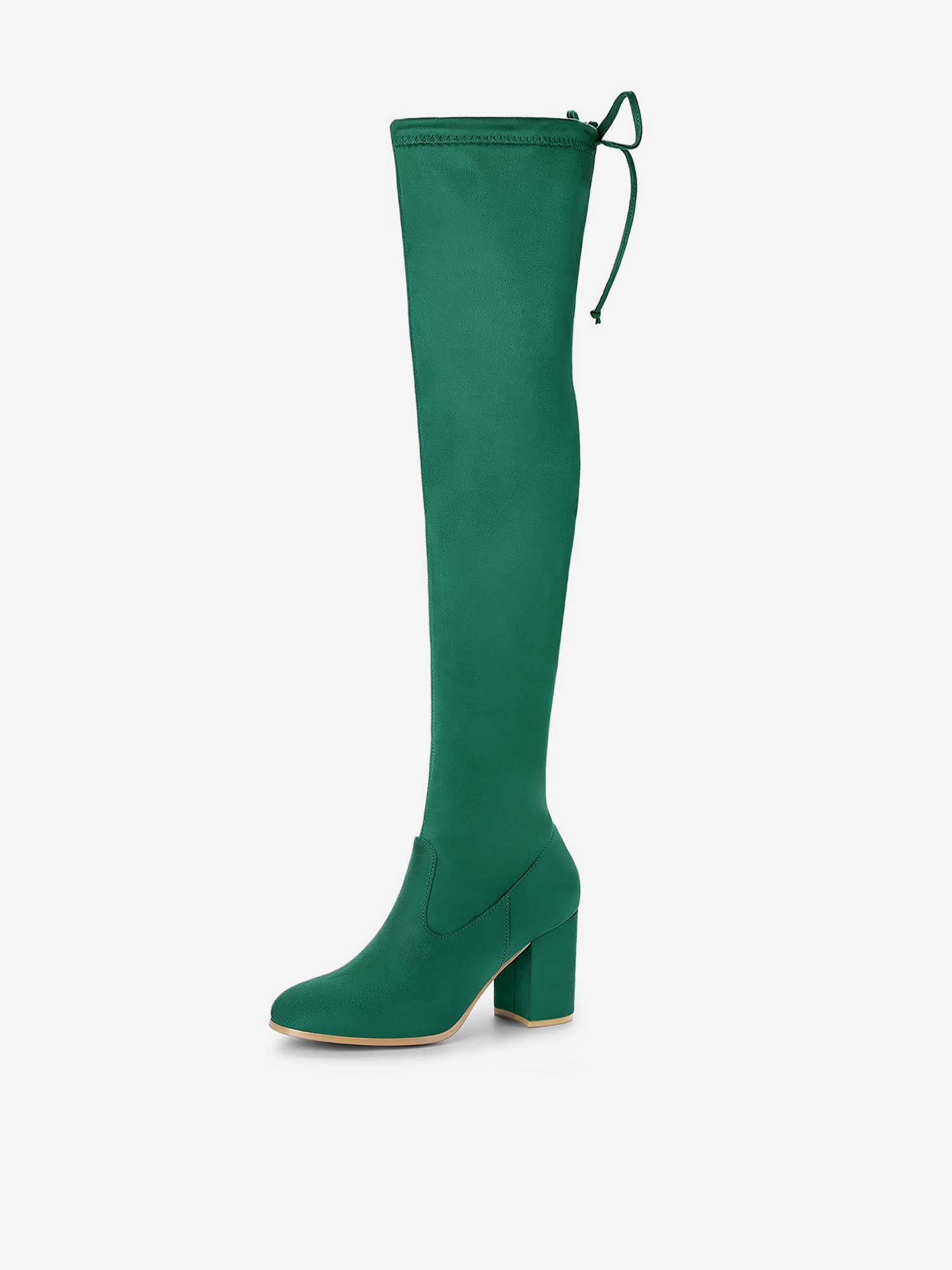 Round Toe Chunky Heel Over the Knee High Boots Green/5.5