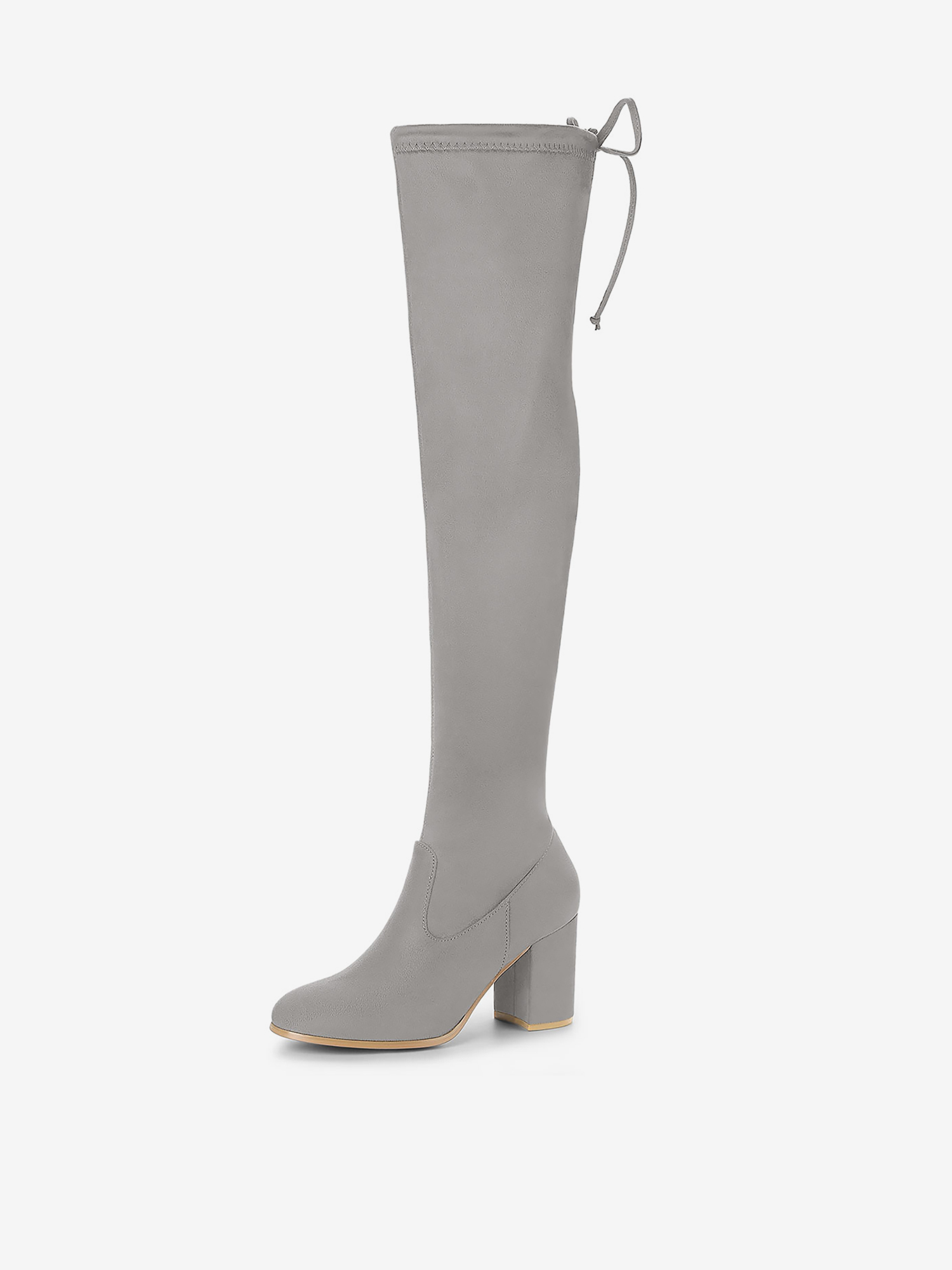 Round Toe Chunky Heel Over the Knee High Boots Grey/8.5