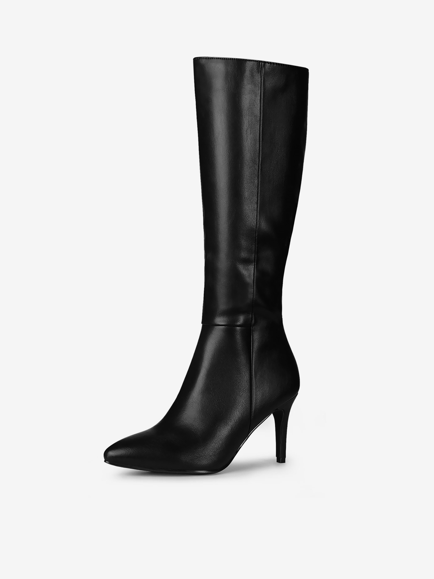 Pointed Toe Stiletto High Heel Zipper Knee High Boots Black/6