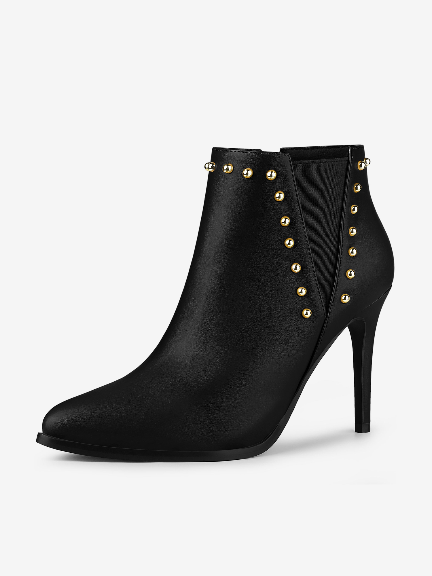 Faux Leather Pointed Toe Stiletto Heel Chelsea Ankle Boots Black/7.5