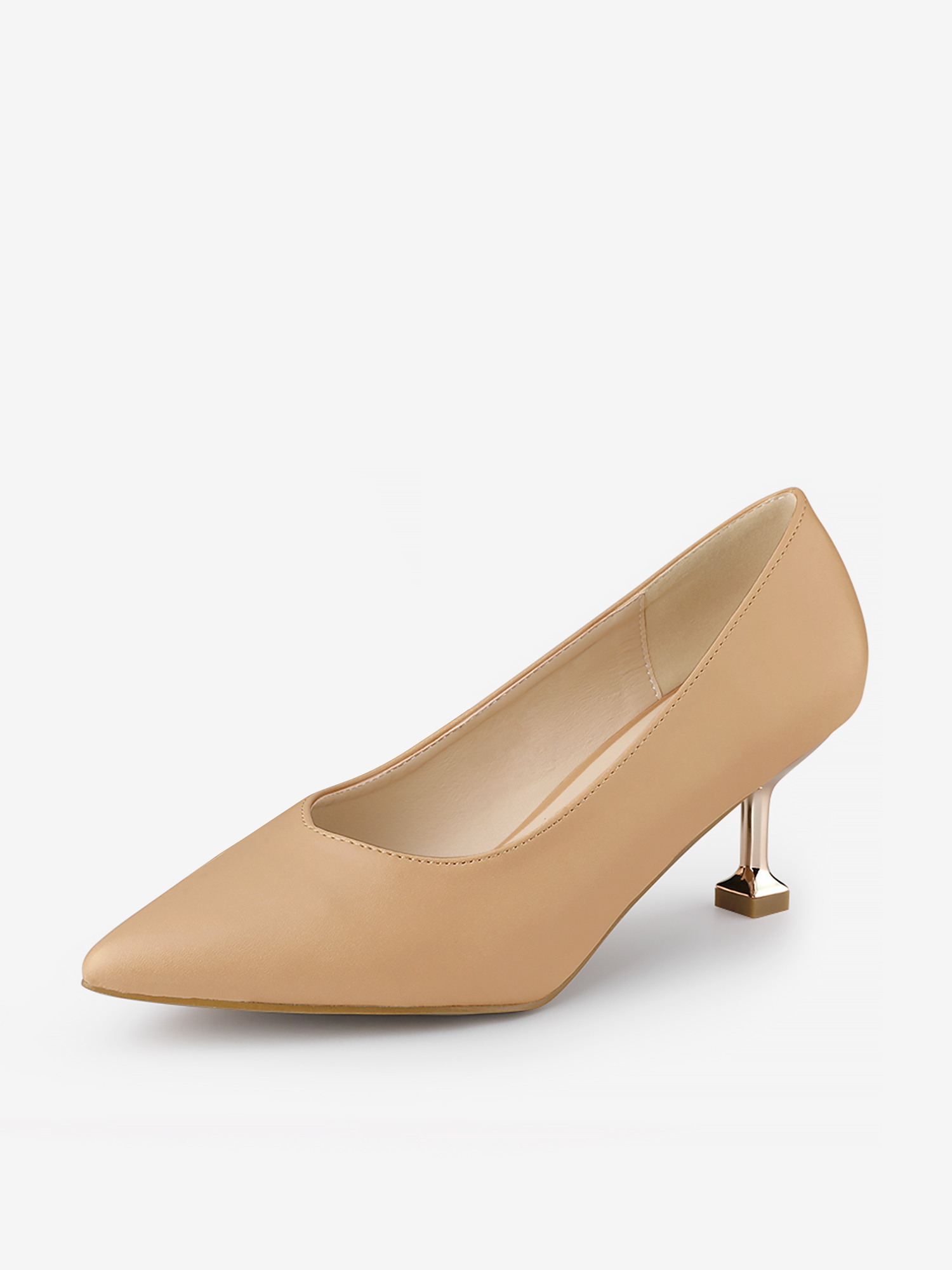 Pointed Toe Low Kitten Heel Dress Pumps Nude/7.5