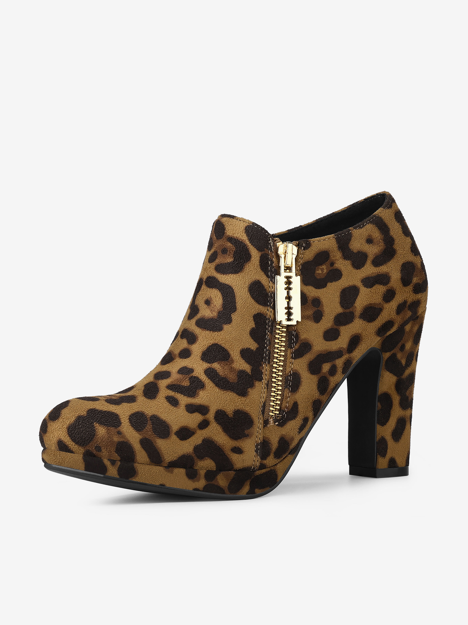 Platform Round Toe Chunky Heel Ankle Boot Leopard/9