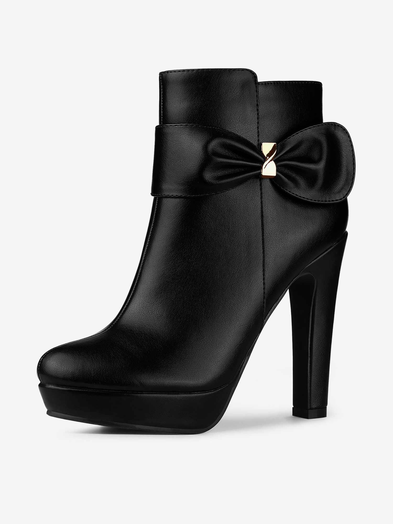Chunky High Heel Platform Bow Decor Ankle Boots Black/6