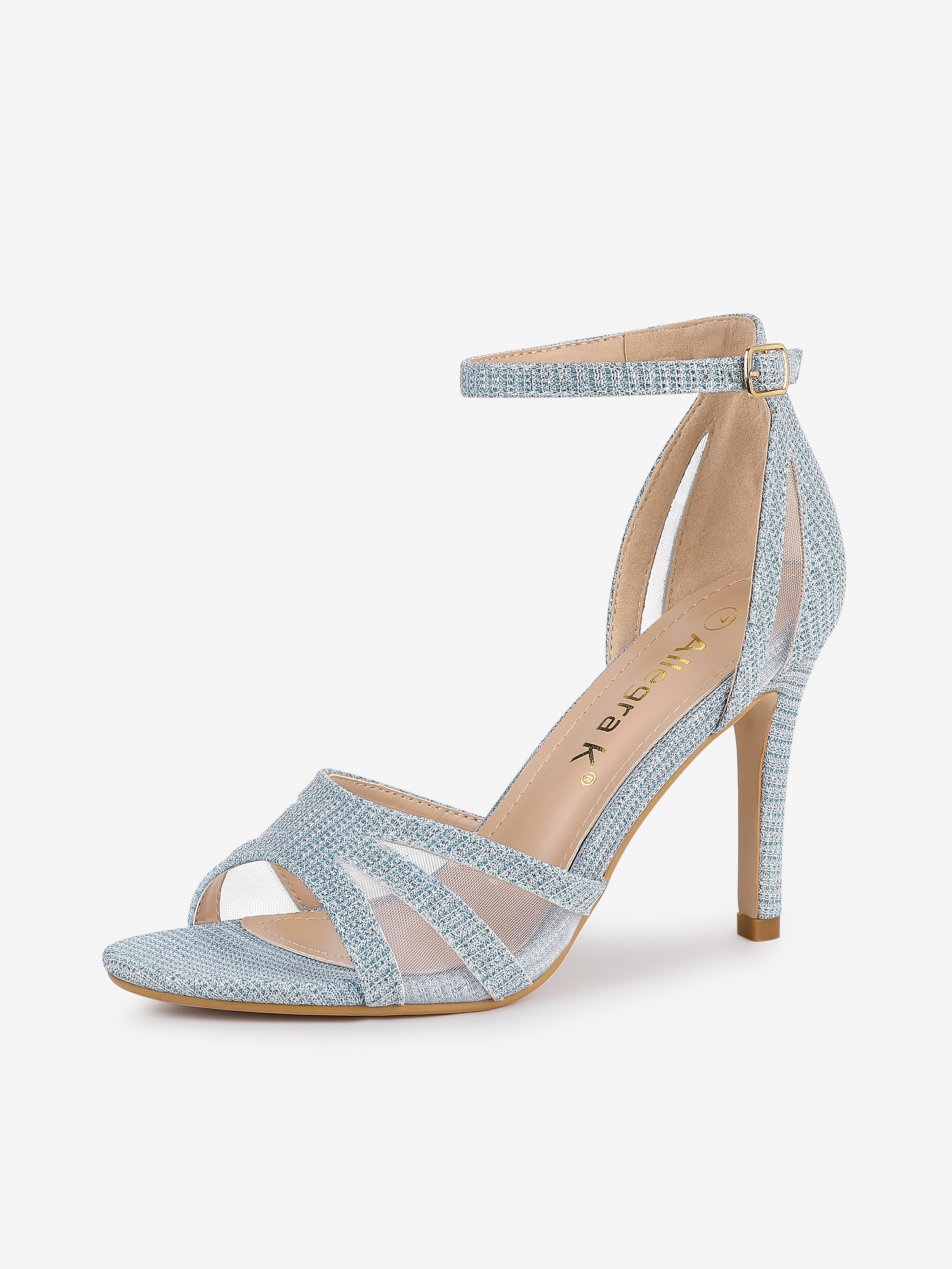 Glitter Ankle Strap Stiletto Heel Sandal Blue/9