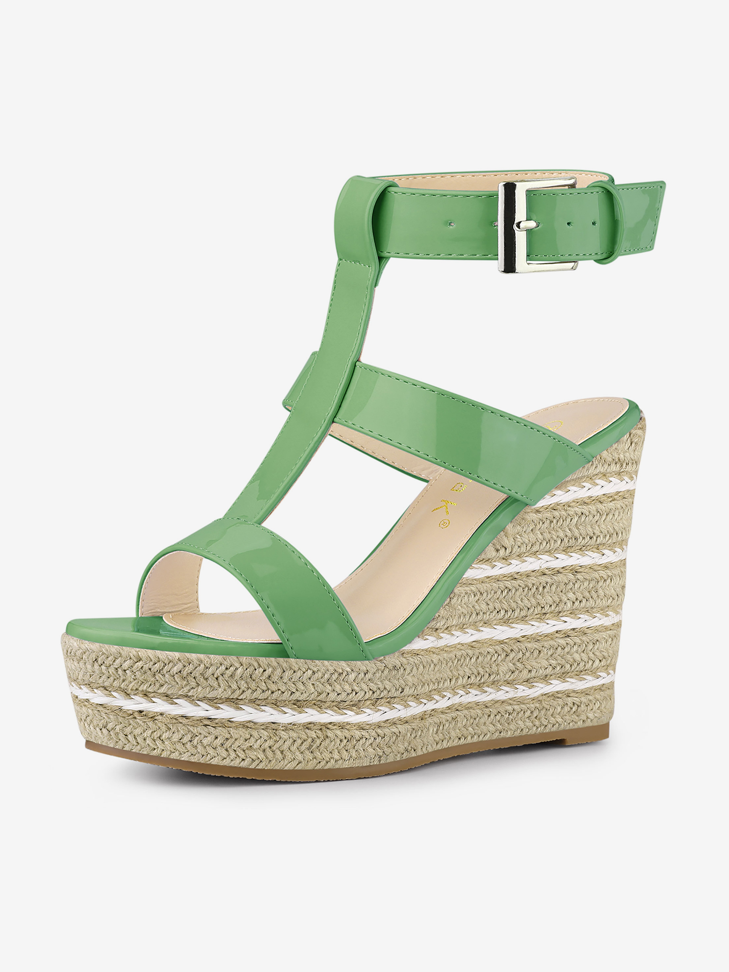 Espadrille Strappy Platform Wedges Sandals Green/6