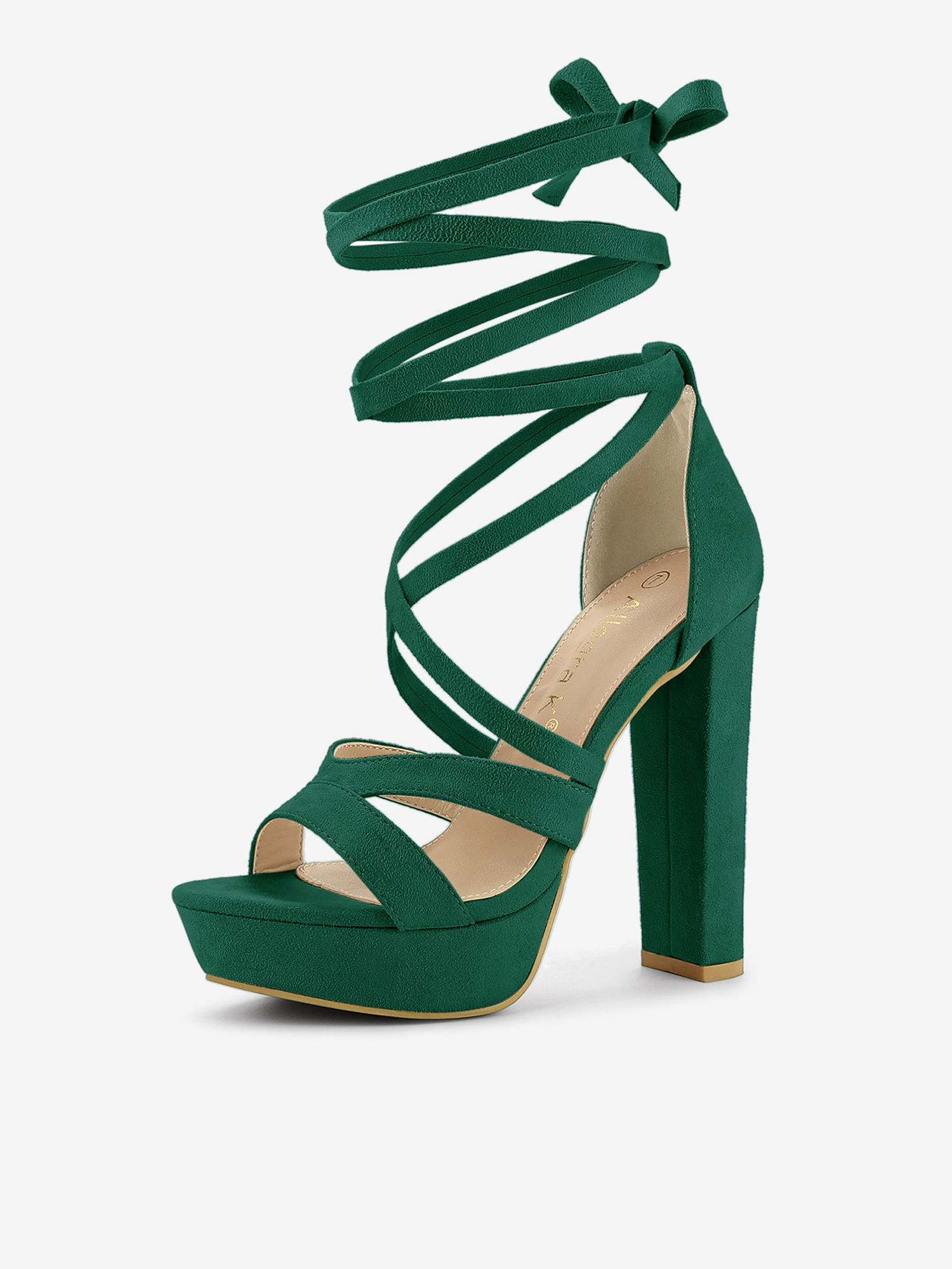 Lace Up Platform Chunky High Heel Sandals Emerald Green/6