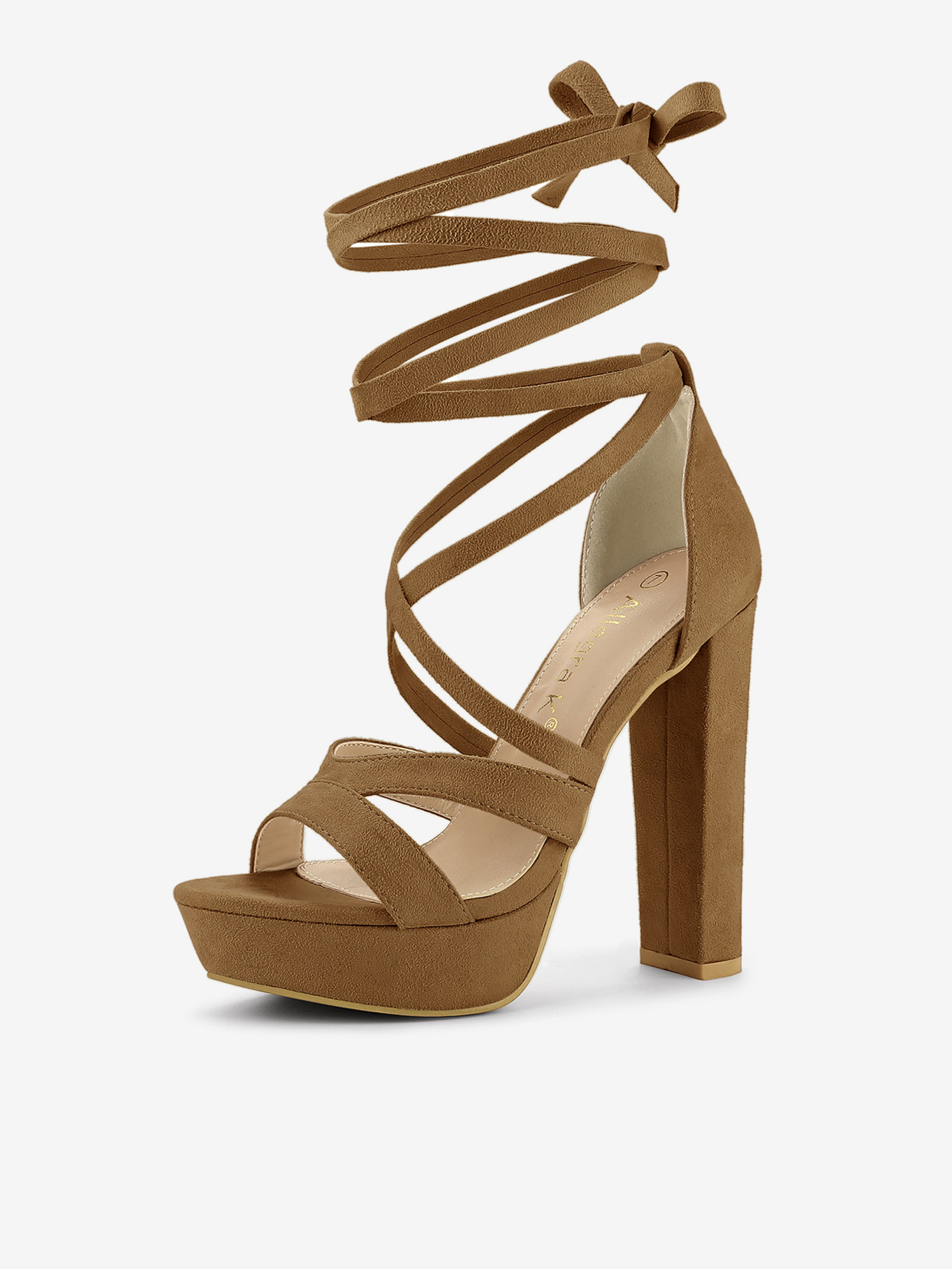 Lace Up Platform Chunky High Heel Sandals Brown/6
