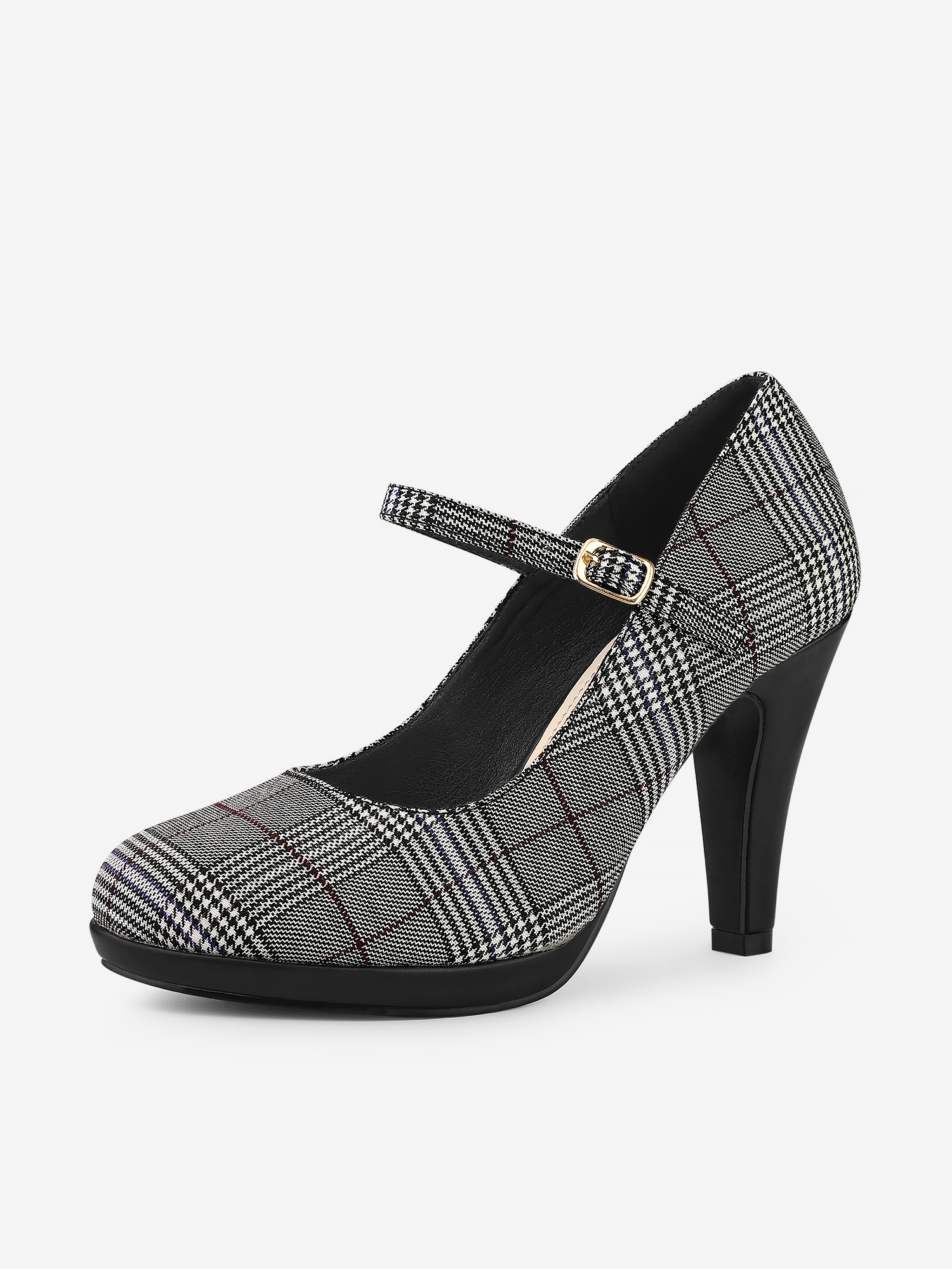 Allegra – Houndstooth Platform Stiletto Heel Mary Janes Pumps Black White/6